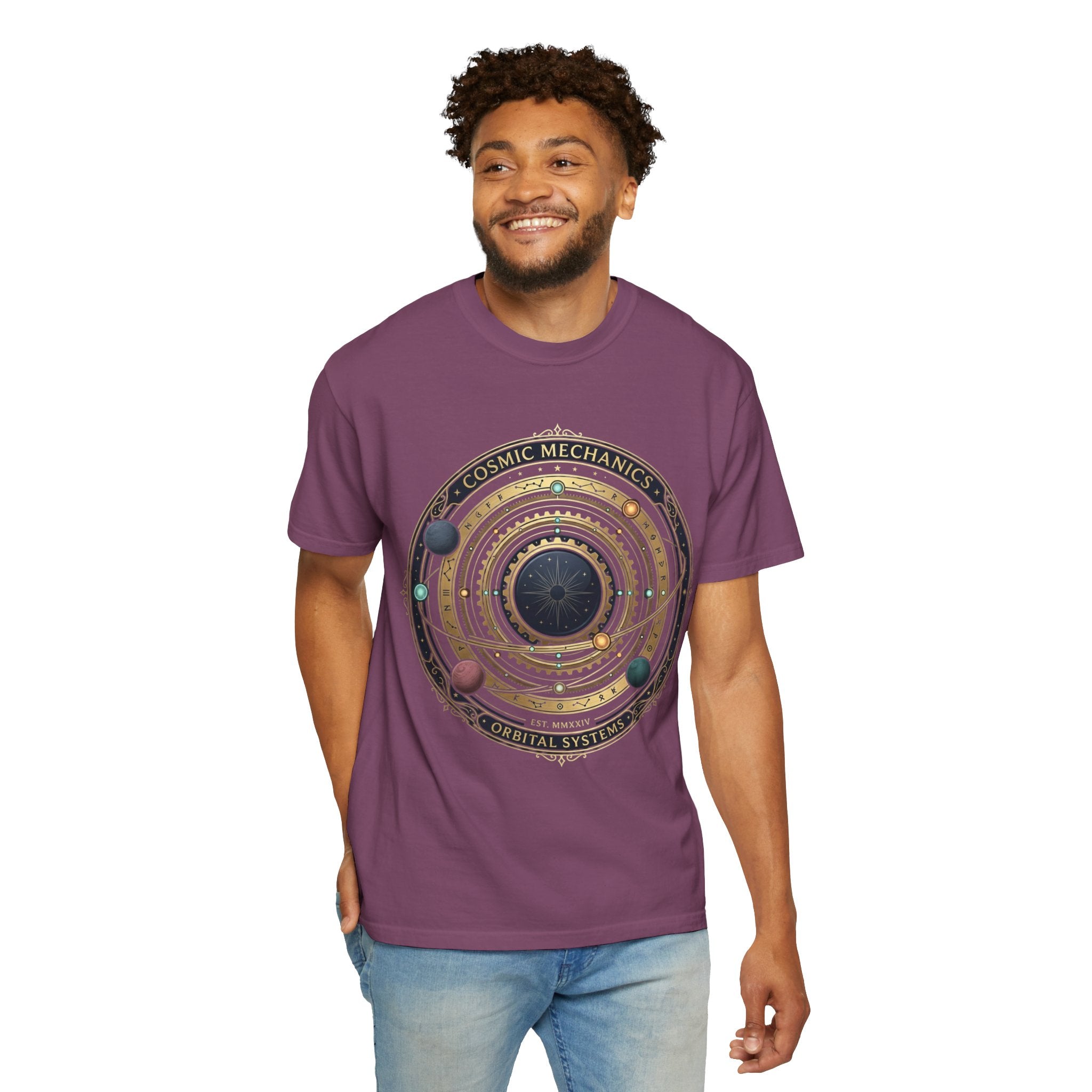 PRB Cosmic Mechanics Solar System Graphic T-Shirt | Planetary Orbit Tee by Printify