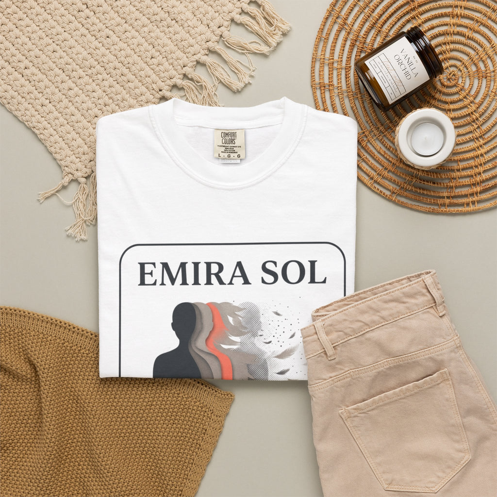 Power Runs Black PRB Emira Sol Graphic T-Shirt — Silhouette Art "Release Shadows" Tee by Printify