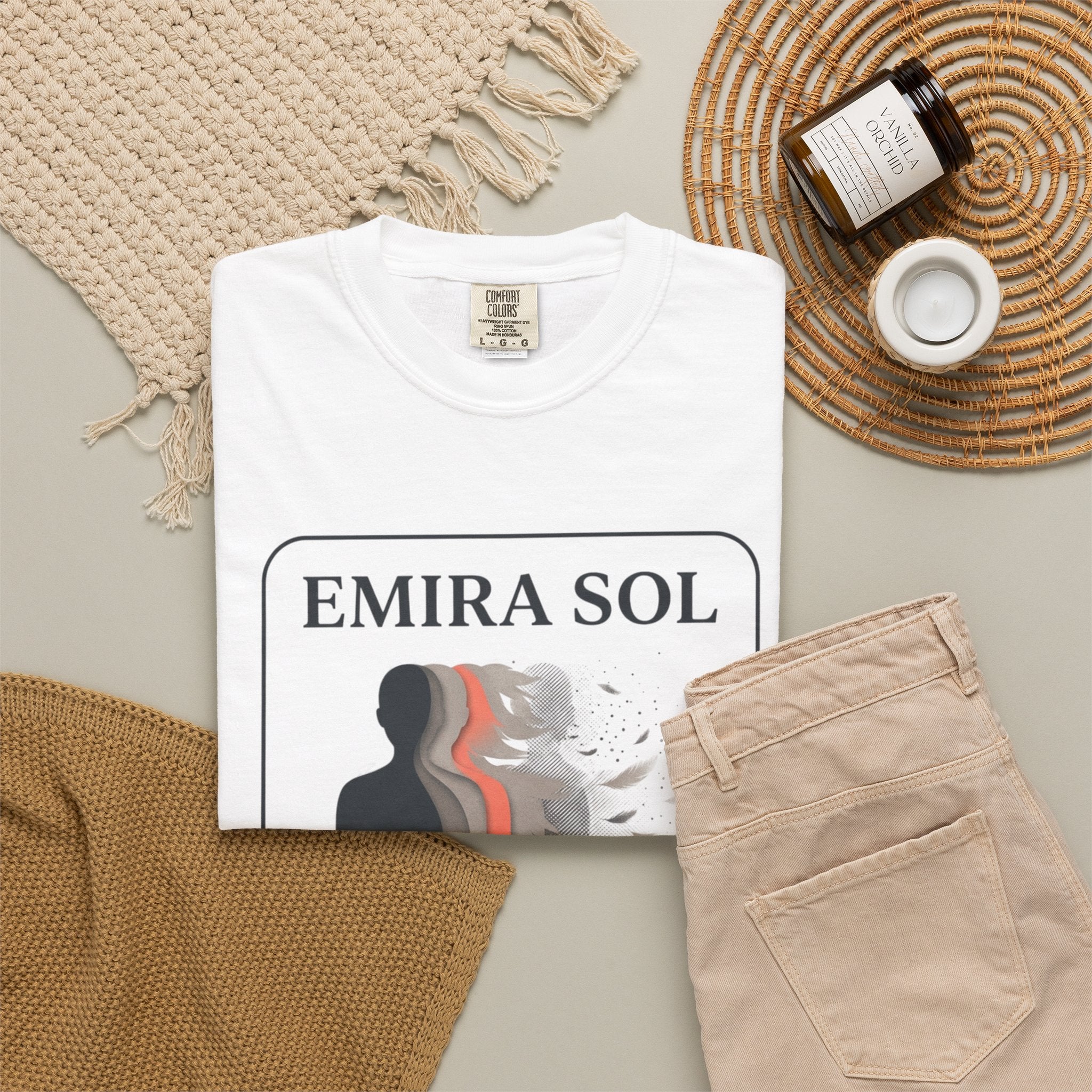 Power Runs Black PRB Emira Sol Graphic T-Shirt — Silhouette Art "Release Shadows" Tee by Printify