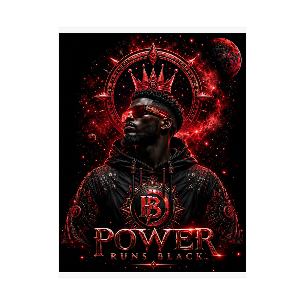 Power Runs Black Matte Poster — Afrocentric King Portrait (Vertical) by Power Runs Black