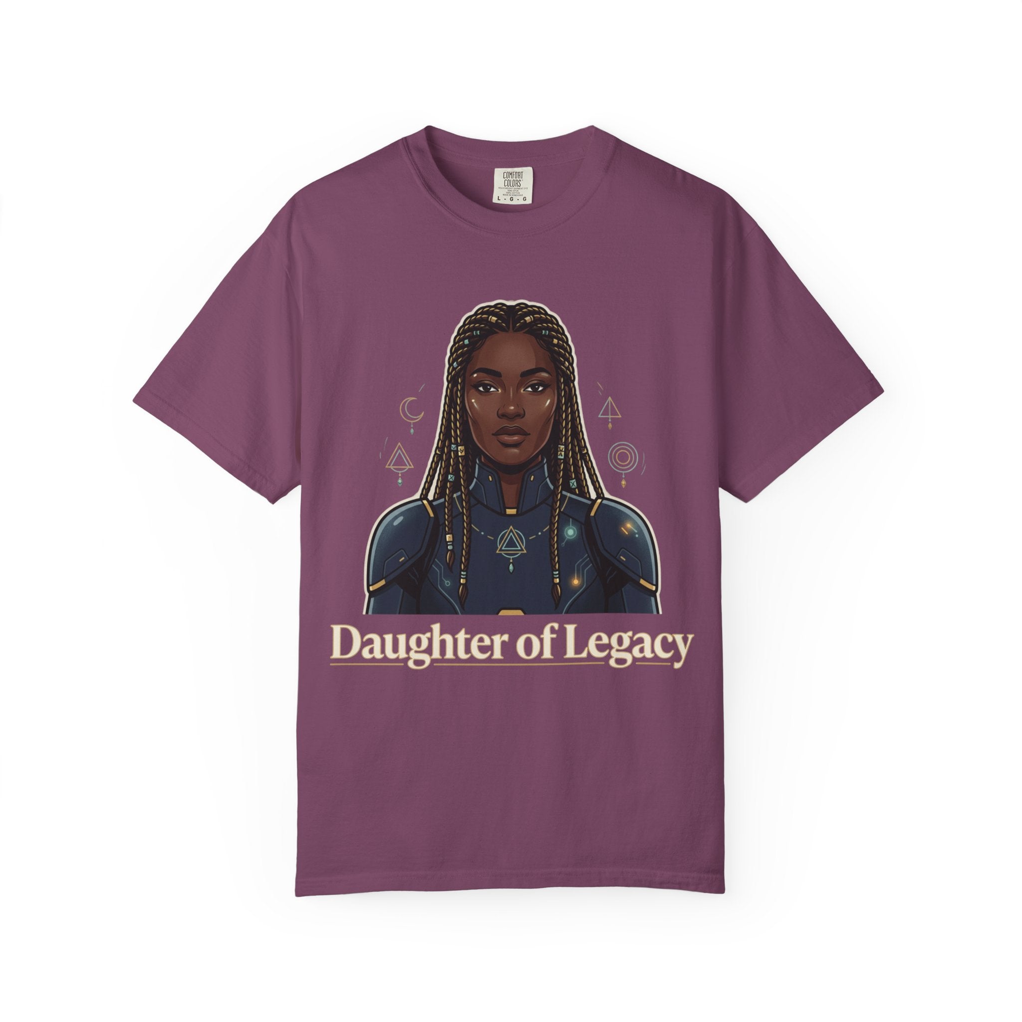 Power Runs Black Daughter of Legacy Graphic T-Shirt | Black Girl Magic Portrait Tee by Printify