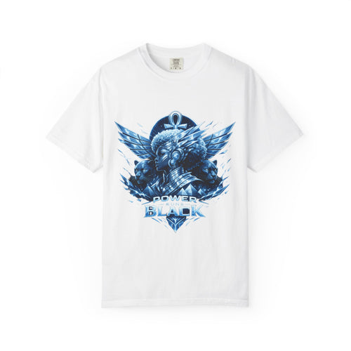 Power of Black Graphic T-Shirt — Egyptian Ankh Warrior Design by Power Runs Black