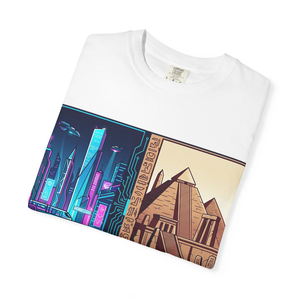 Power Runs Black PRB Blue Technopolis/ Red Dominion Two Worlds One System T-Shirt by Power Runs Black