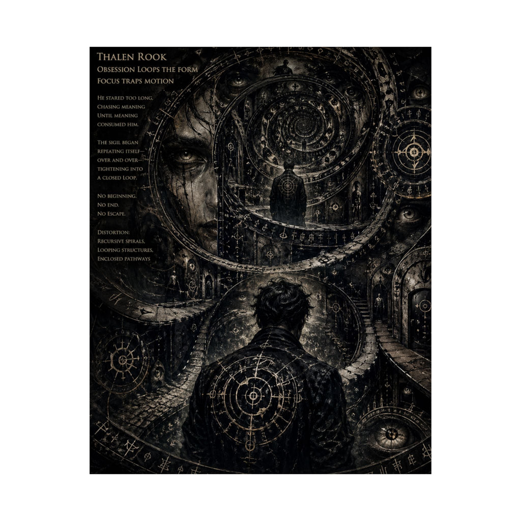 Power Runs Black Dark Surreal Poster — Spiral Dreamscape Matte Vertical Art Print by Power Runs Black