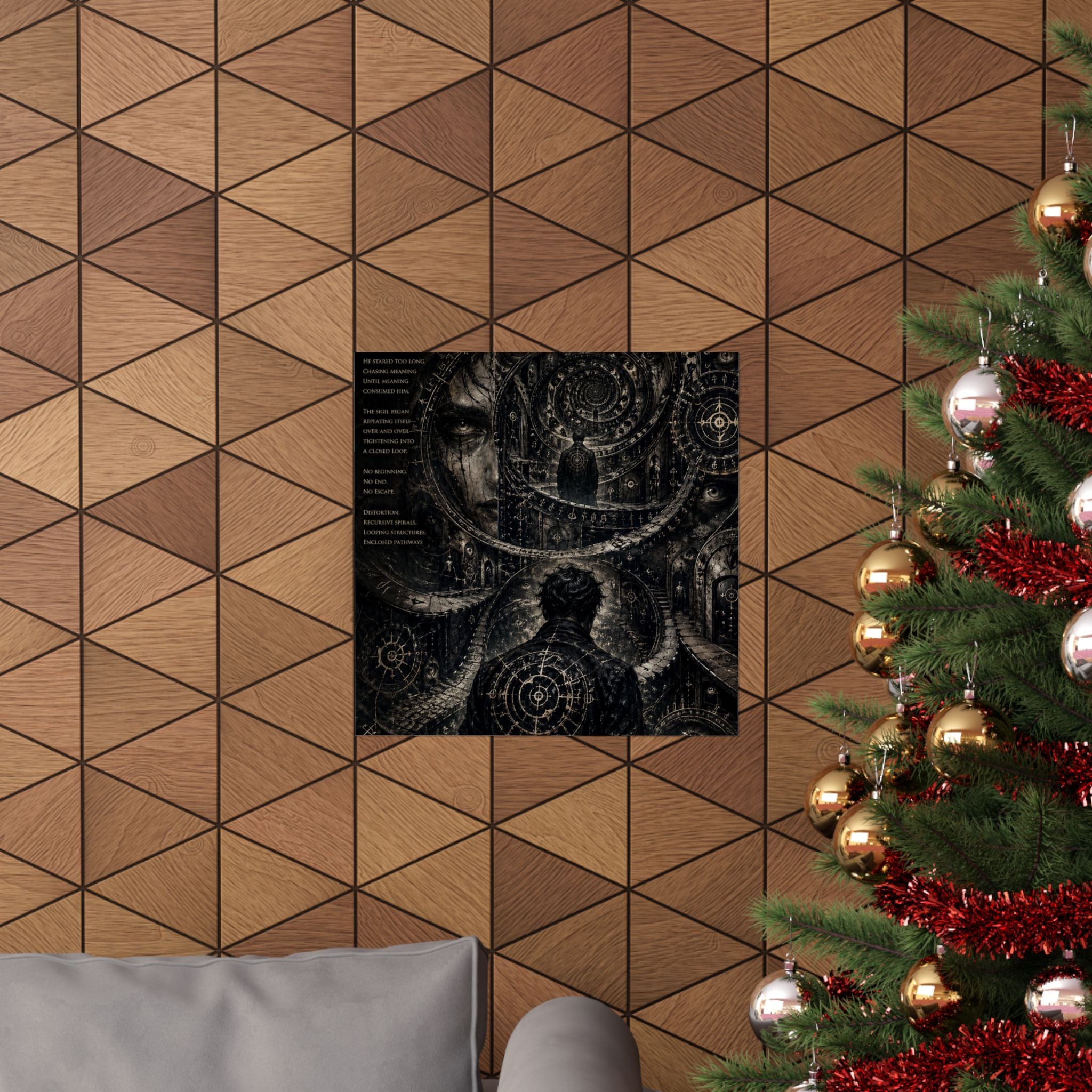 Power Runs Black Dark Surreal Poster — Spiral Dreamscape Matte Vertical Art Print by Power Runs Black