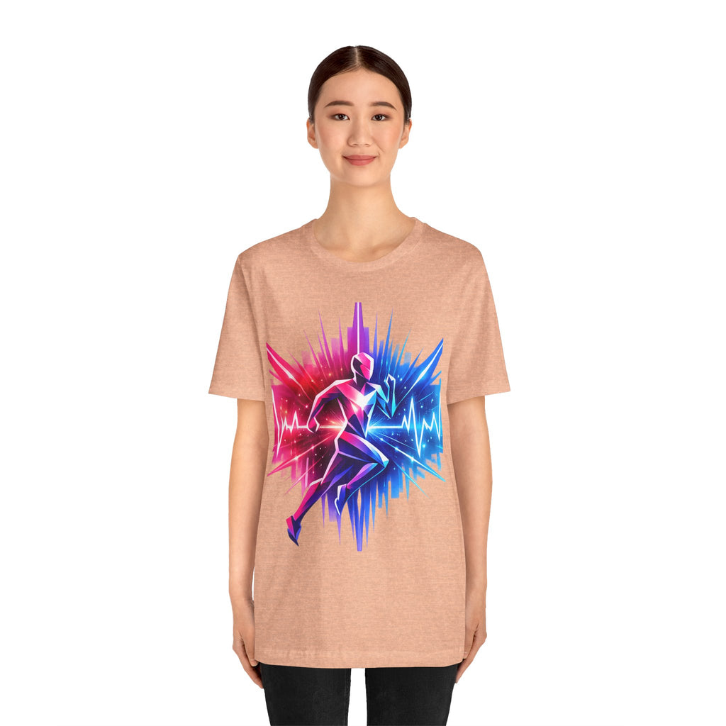Power Runs Black PRB Running Pulse Graphic Tee — Neon Runner Heartbeat Sports T‑Shirt by Power Runs Black