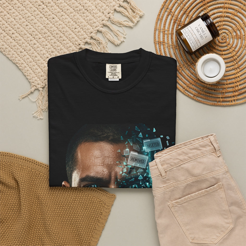 Syndication Loop Cyberpunk Portrait Tee — Tech-Noir Graphic T-Shirt | Power Runs Black by Printify