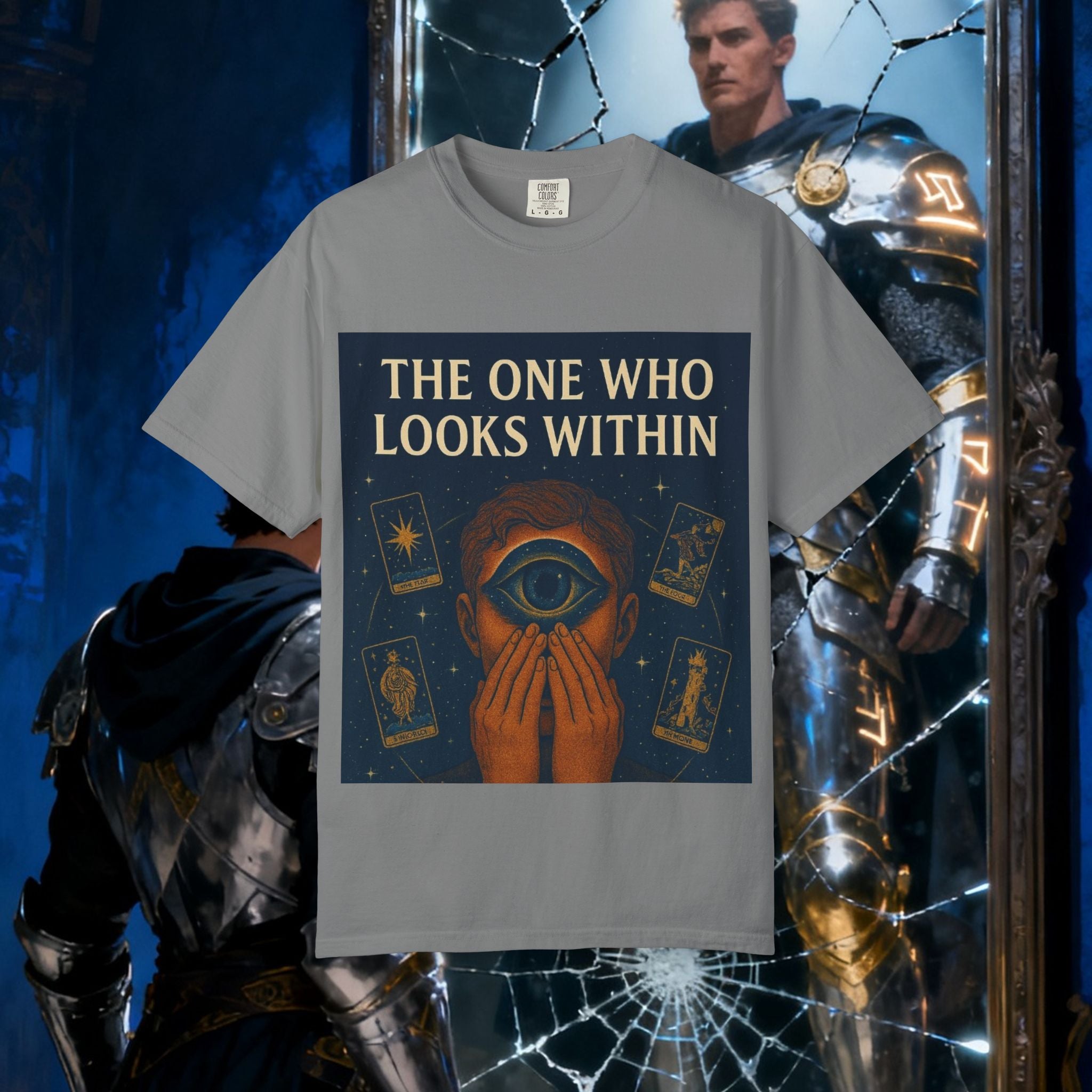 PRB Tarot Eye T-Shirt — "The One Who Looks Within" Mystical Graphic Tee by Power Runs Black