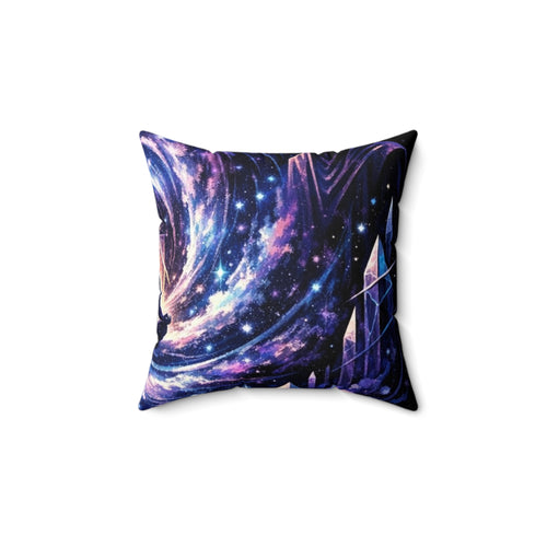 Galaxy Vortex Crystal Pillow | Space Nebula Decorative Pillow by Printify