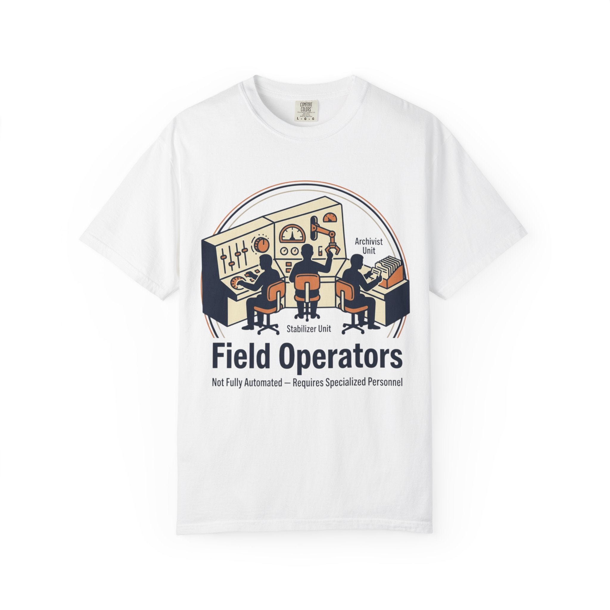 Power Runs Black PRB Field Operators T-Shirt — "Field Operators: Not Fully Automated — Requires Specialized Personnel" by Power Runs Black