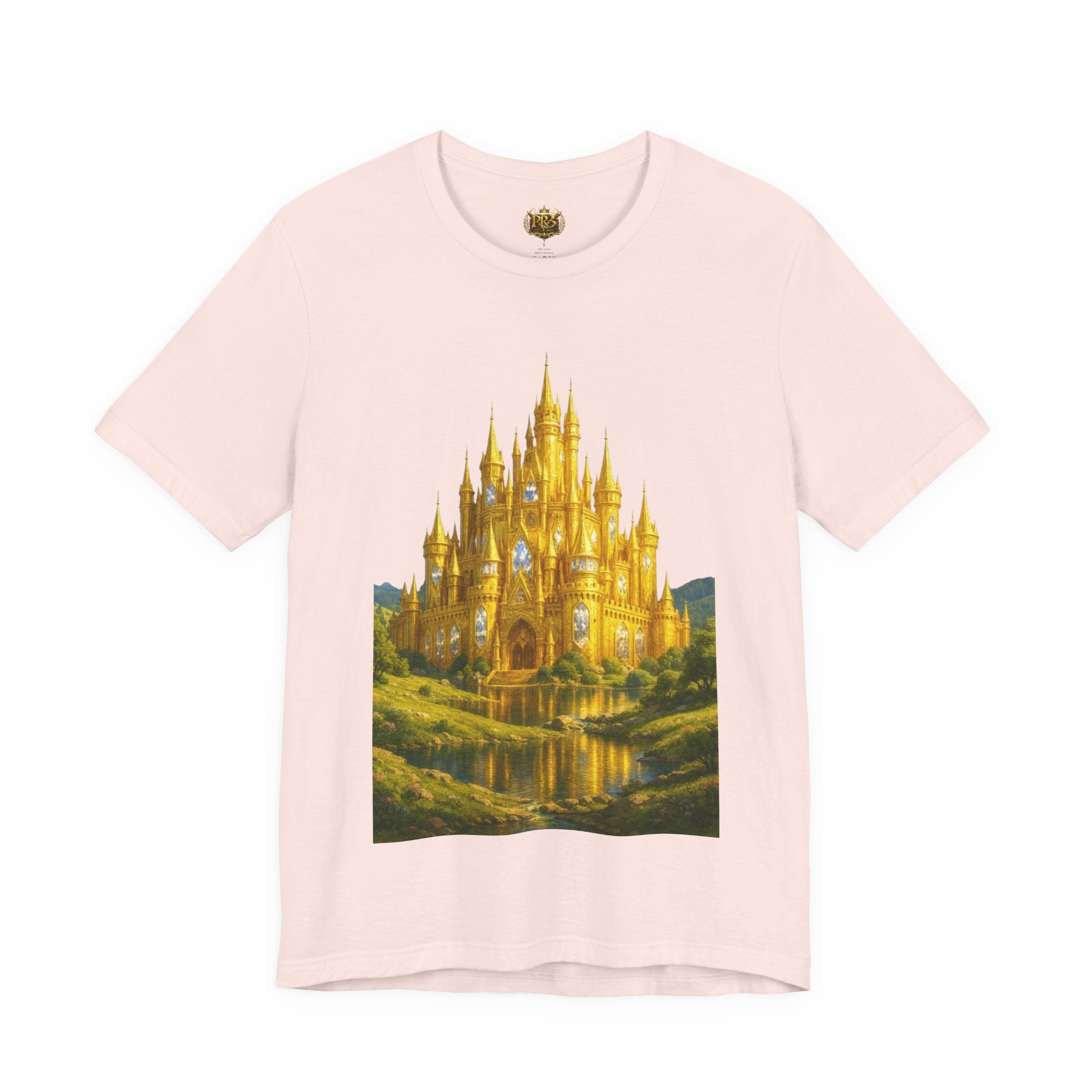 PRB Golden Fantasy Castle Tee | Magical Kingdom Illustration, Fairytale Scene by Power Runs Black