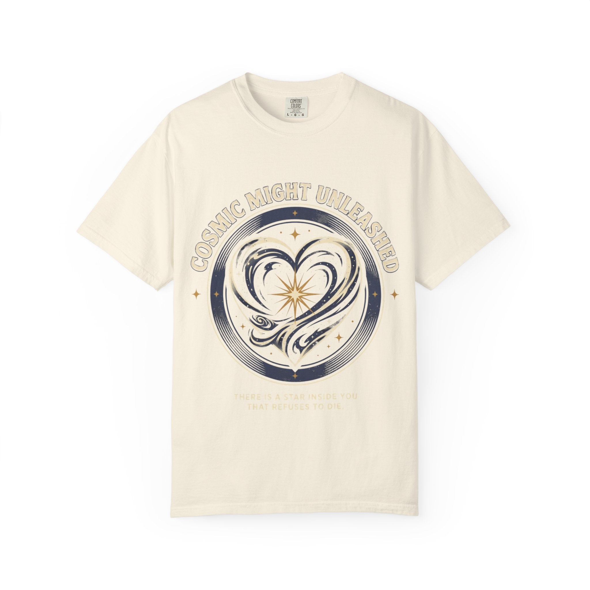PRB Starforged Flex Cosmic Might Unleashed Heart Graphic T-Shirt — "Cosmic Might Unleashed" Astral Design by Power Runs Black