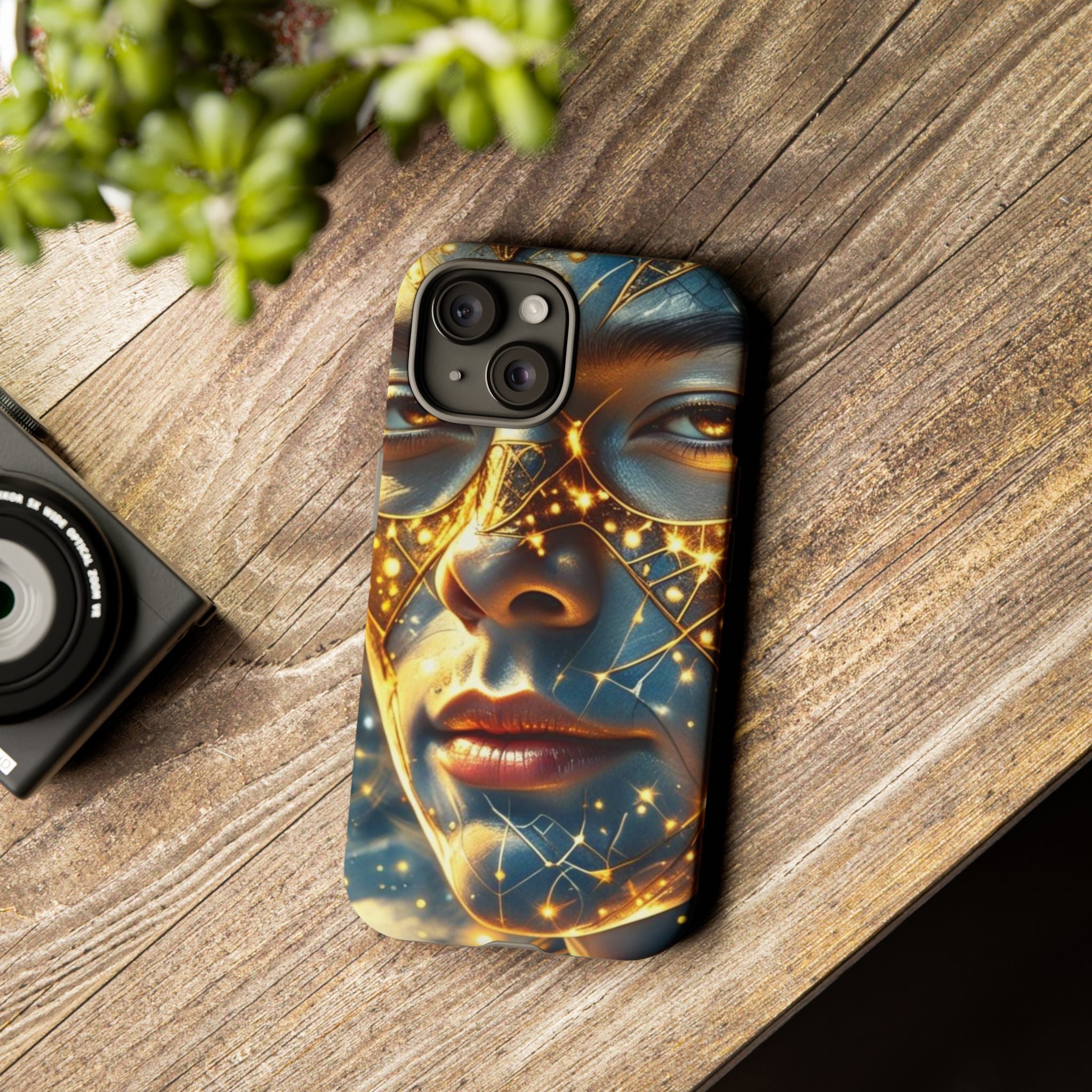 PRB Galactic Portrait Tough Case | Cosmic Face Phone Case, Starry Nebula Design by Power Runs Black