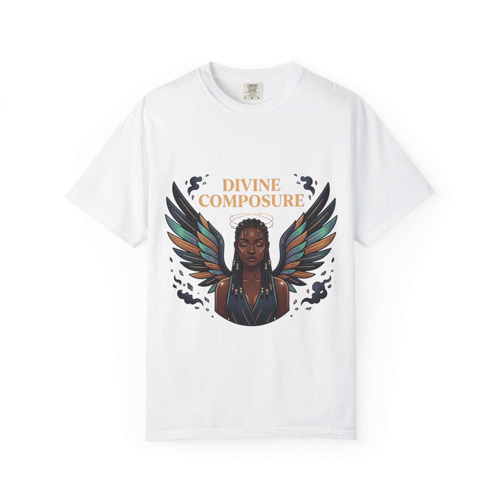 Power Runs Black Divine Composure T-Shirt — Angel Wing Graphic Tee by Printify