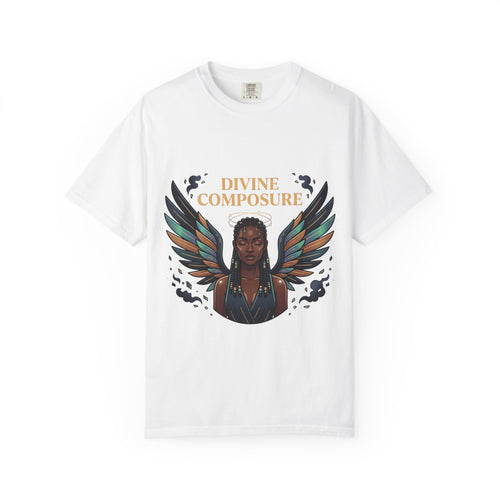 Power Runs Black Divine Composure T-Shirt — Angel Wing Graphic Tee by Printify