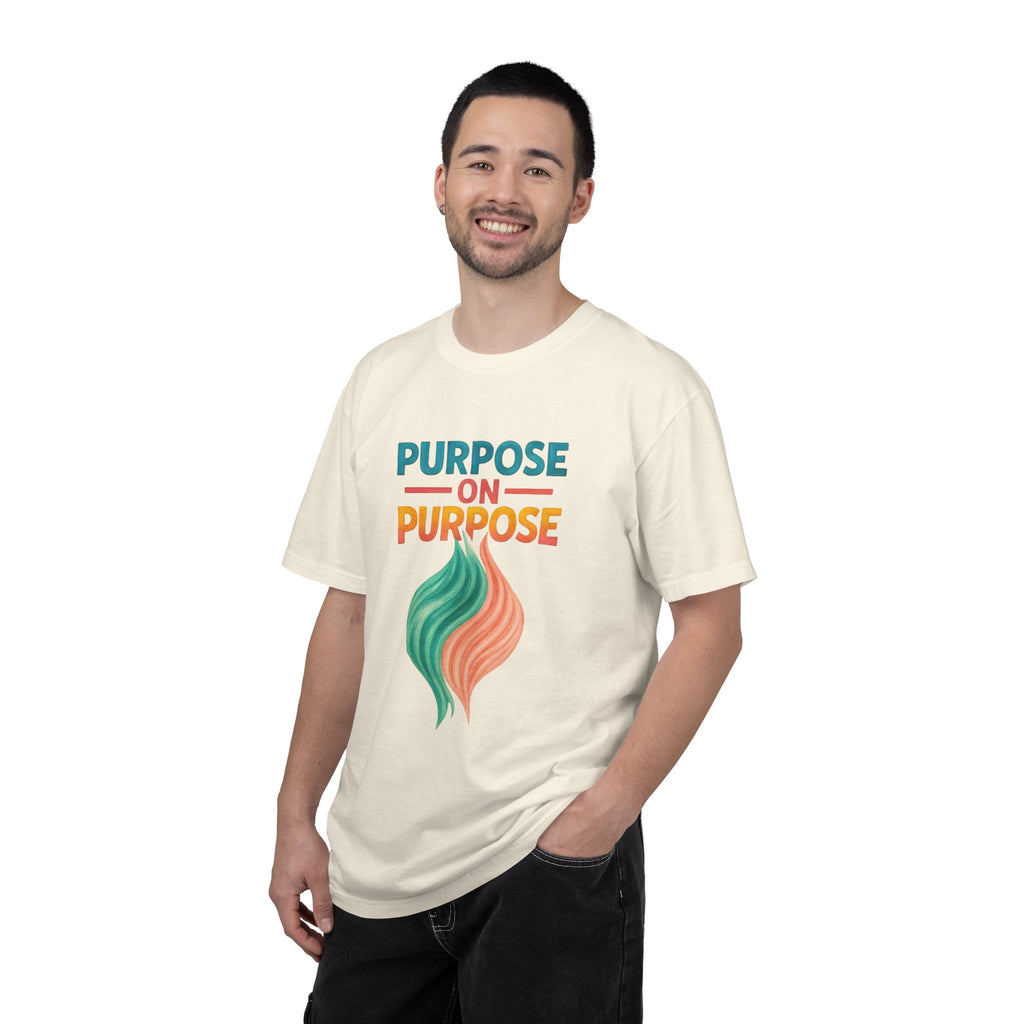 PRB Purpose On Purpose T-Shirt — Inspirational Graphic Tee with Abstract Wave Design by Power Runs Black