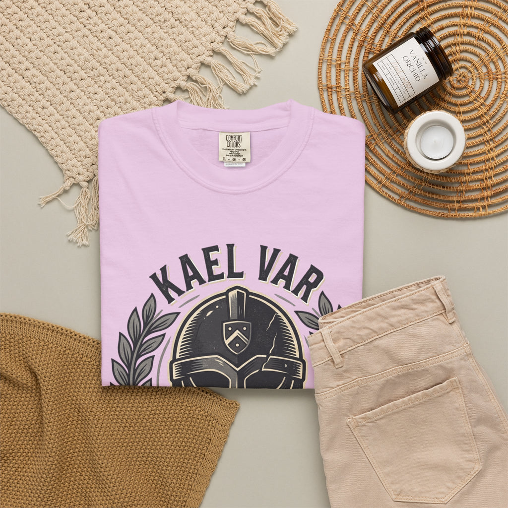 Power Runs Black PRB Kael Var Helmet Graphic T-Shirt — "Protection Hardens Form" Warrior Tee by Printify