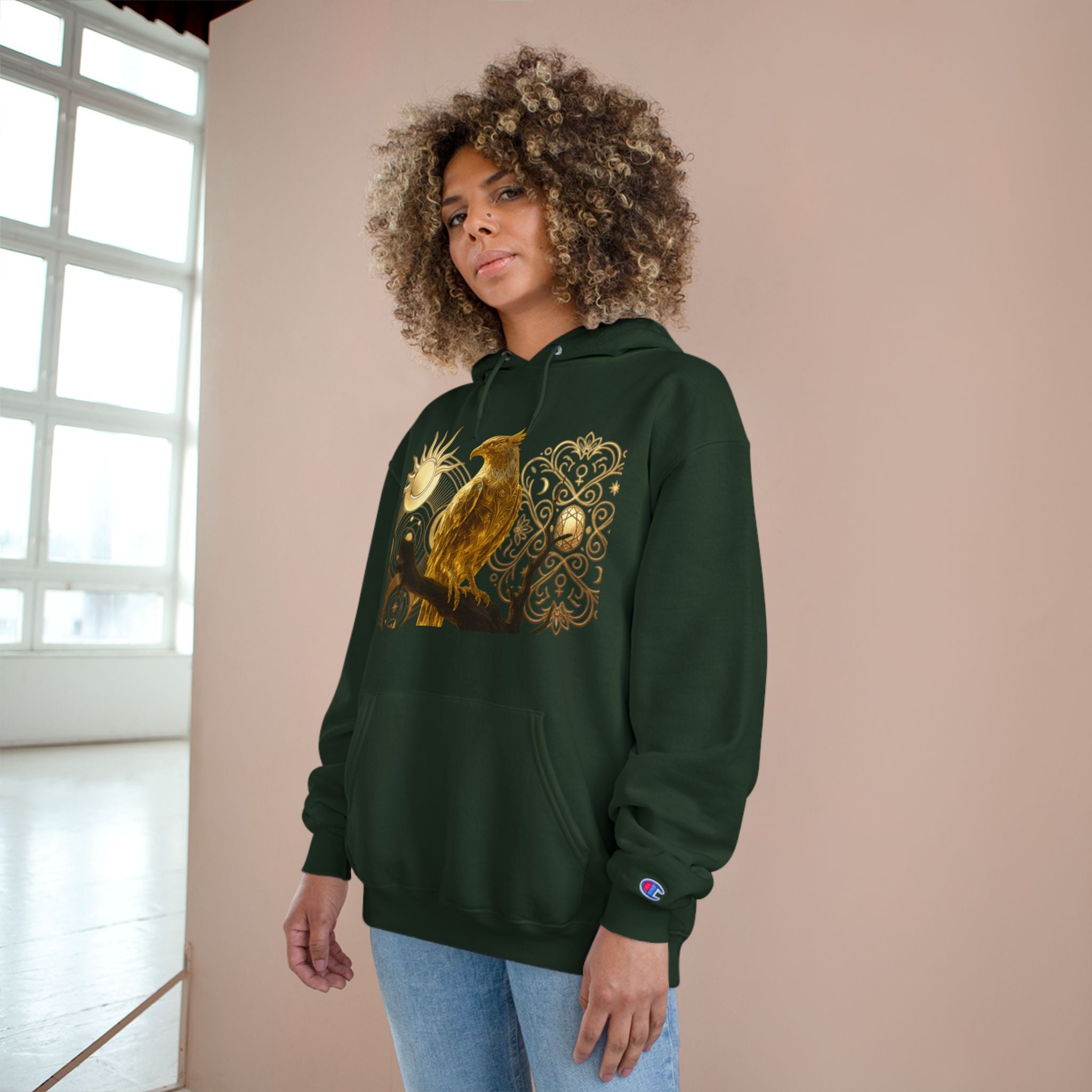PRB Golden Owl Sundial Graphic Champion Hoodie by Power Runs Black