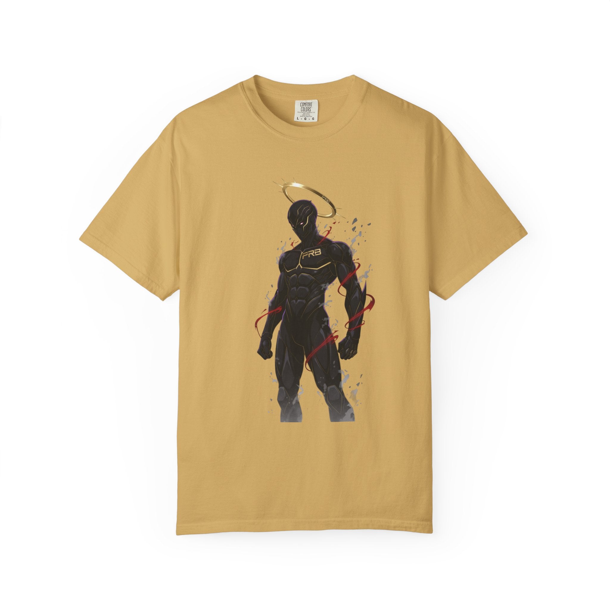 PRB Shadow Hero Graphic T-Shirt — Haloed Vigilante Illustration by Printify