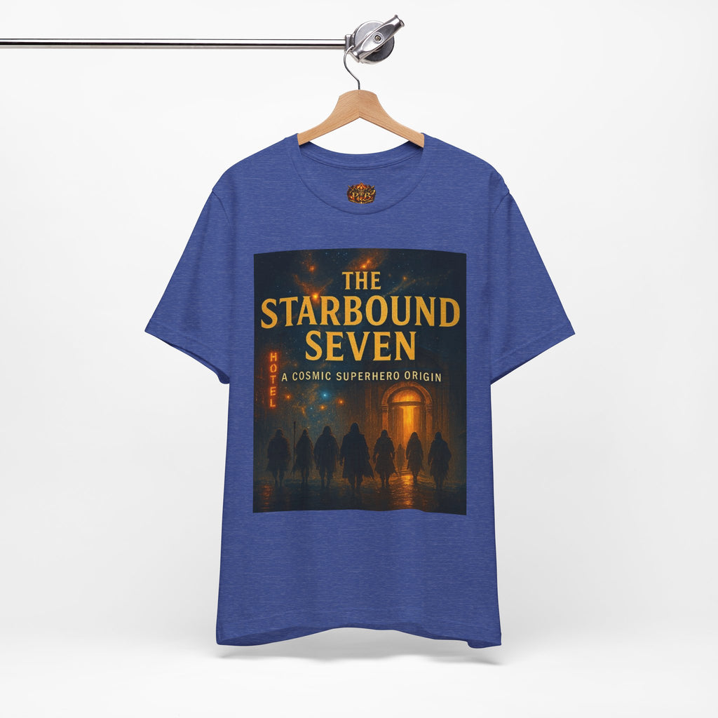Power Runs Black PRB The Starbound Seven Tee – Retro Cosmic Superhero Poster Shirt by Power Runs Black