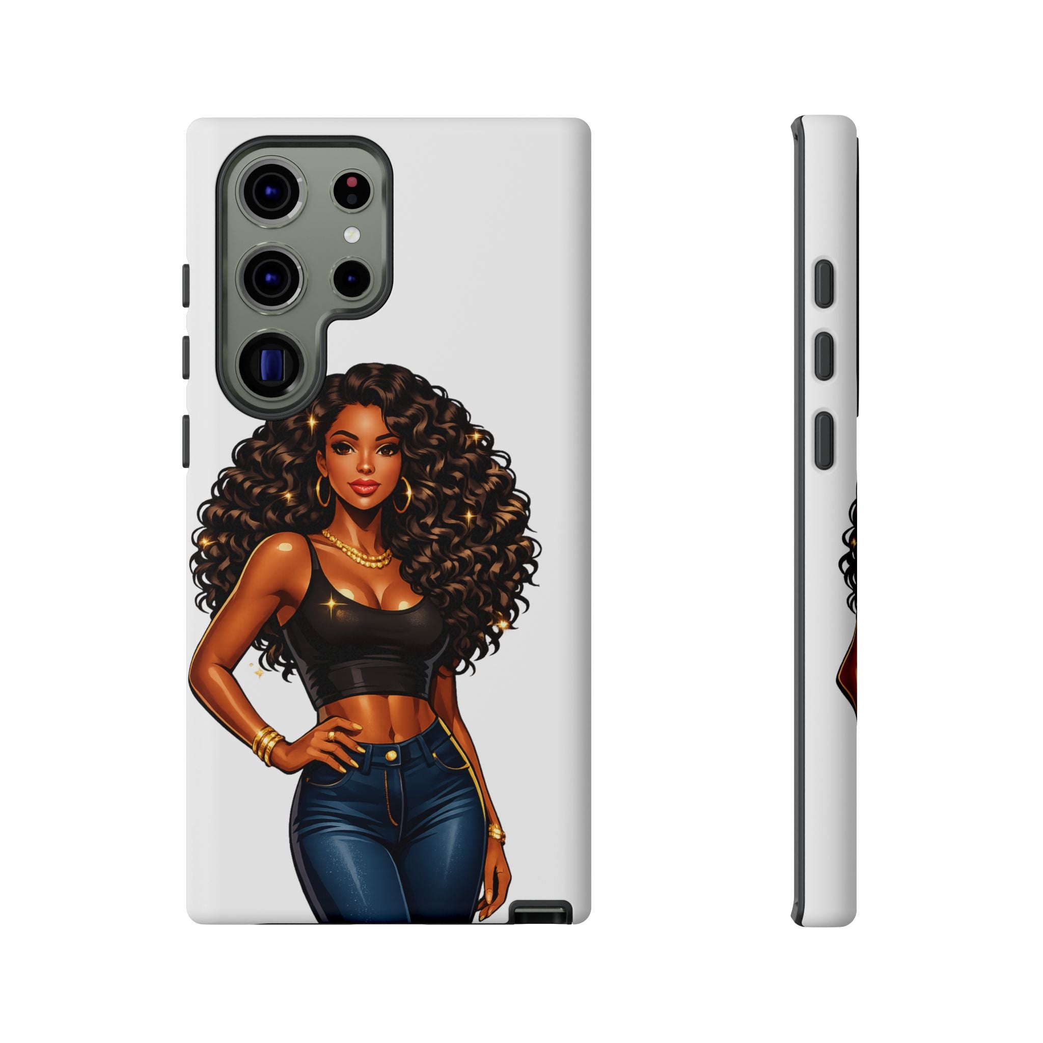 Pretty Rich Bitch by PRB Curly Hair Phone Case by Power Runs Black