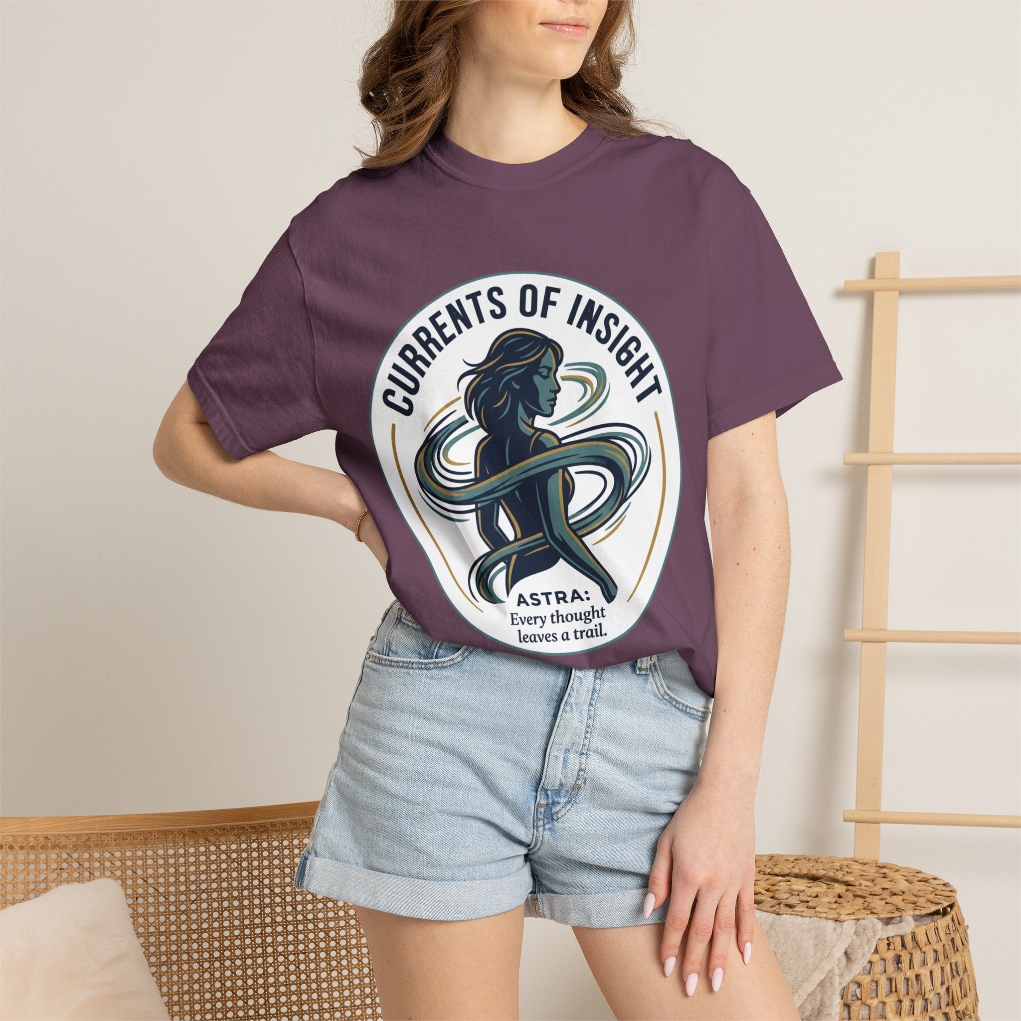 Power Runs Black Currents of Insight T-Shirt — 'Astra: Every thought leaves a trail' Graphic Tee by Power Runs Black