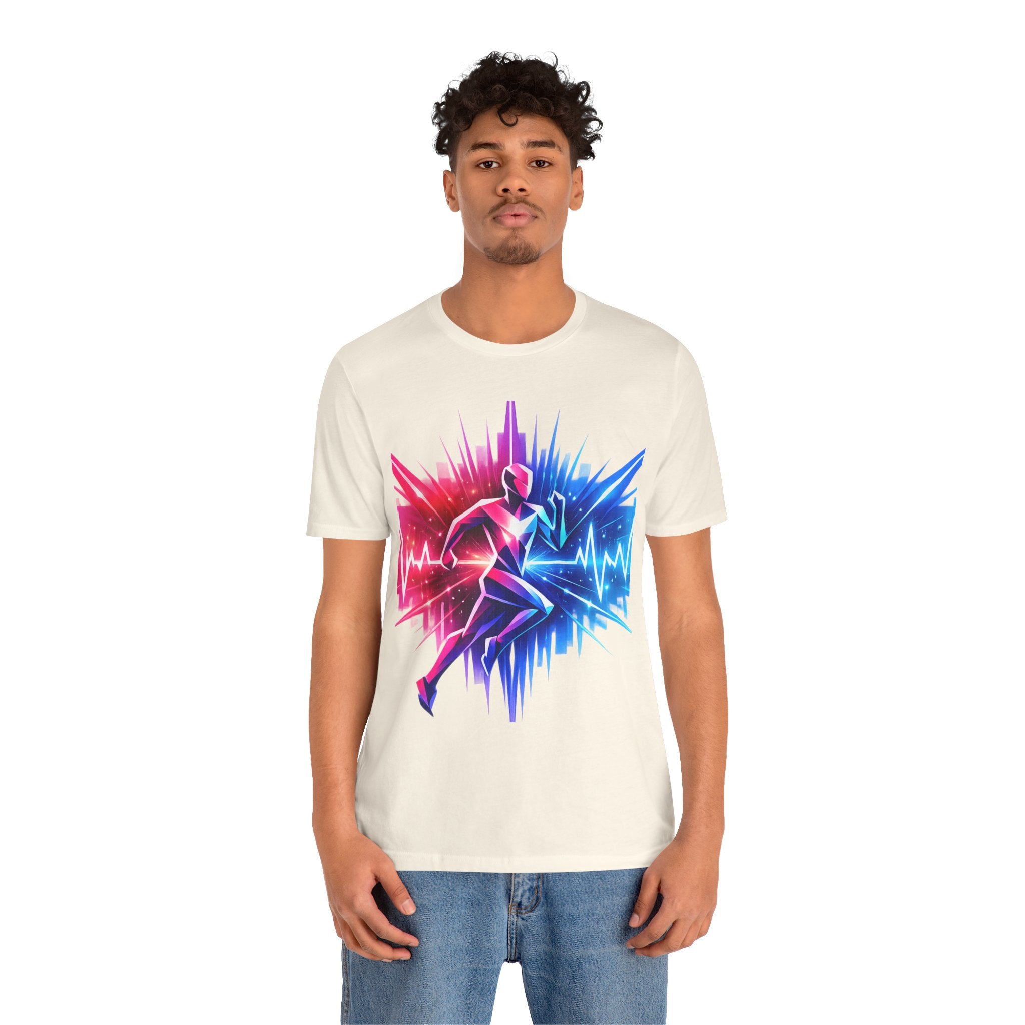 Power Runs Black PRB Running Pulse Graphic Tee — Neon Runner Heartbeat Sports T‑Shirt by Power Runs Black