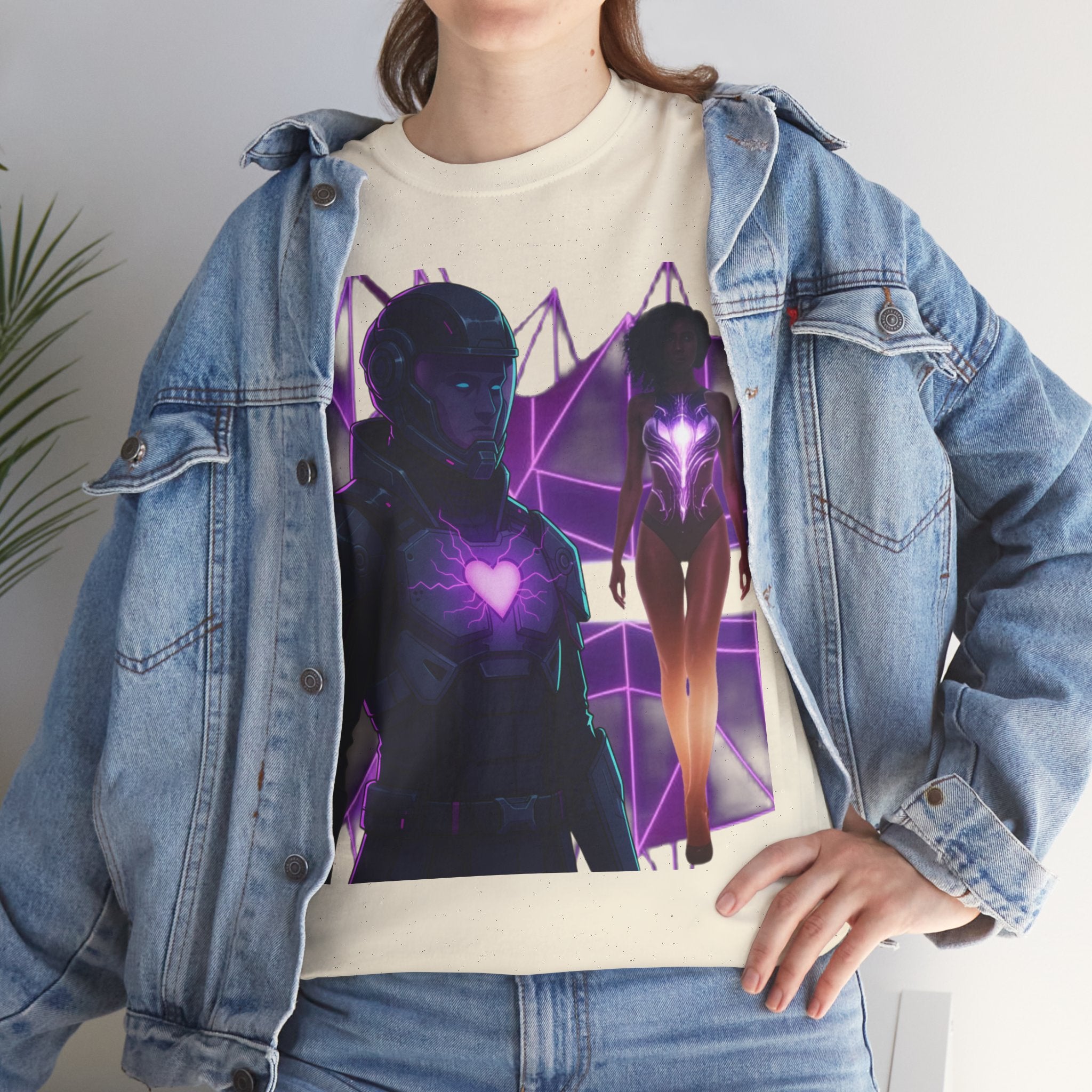 Power Run Black PRB Pretty Rich Bitch The Collection Purple Heart Cyberpunk Knight T-Shirt | Futuristic Armor Sci‑Fi Tee by Printify