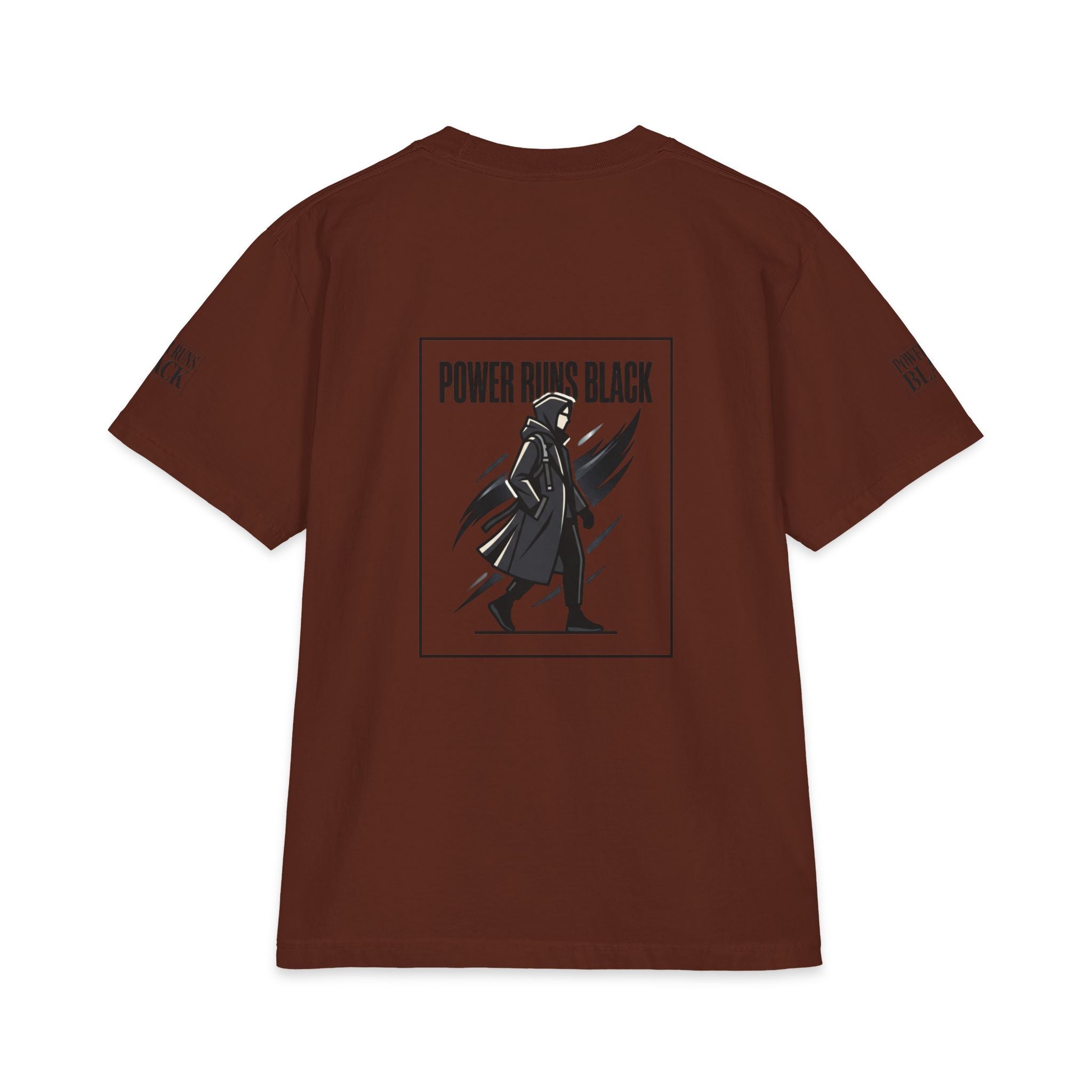 Power Runs Black Graphic T-Shirt — Bold Monochrome Streetwear by Printify