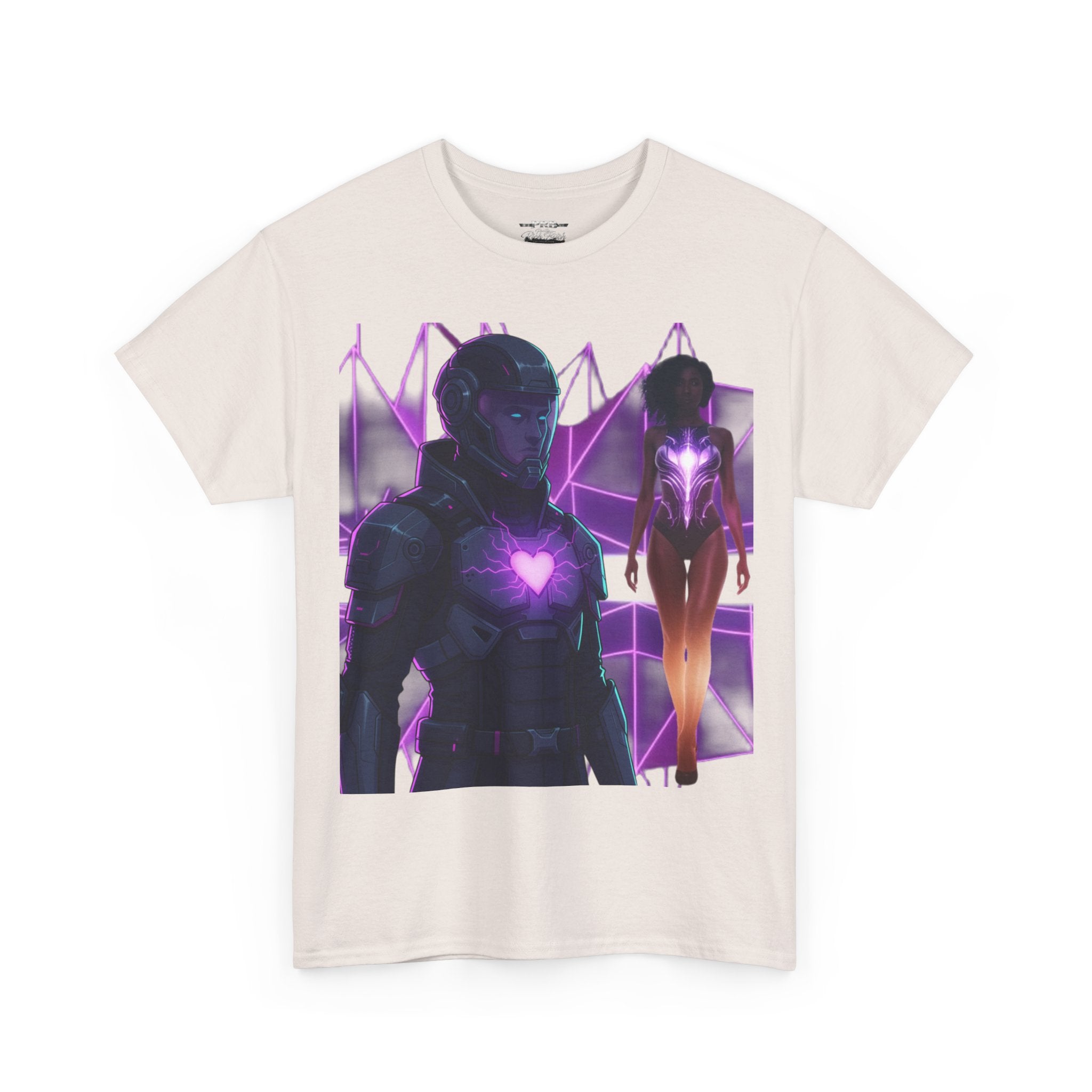 Power Run Black PRB Pretty Rich Bitch The Collection Purple Heart Cyberpunk Knight T-Shirt | Futuristic Armor Sci‑Fi Tee by Printify