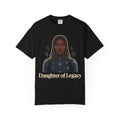 Power Runs Black Daughter of Legacy Graphic T-Shirt | Black Girl Magic Portrait Tee by Printify
