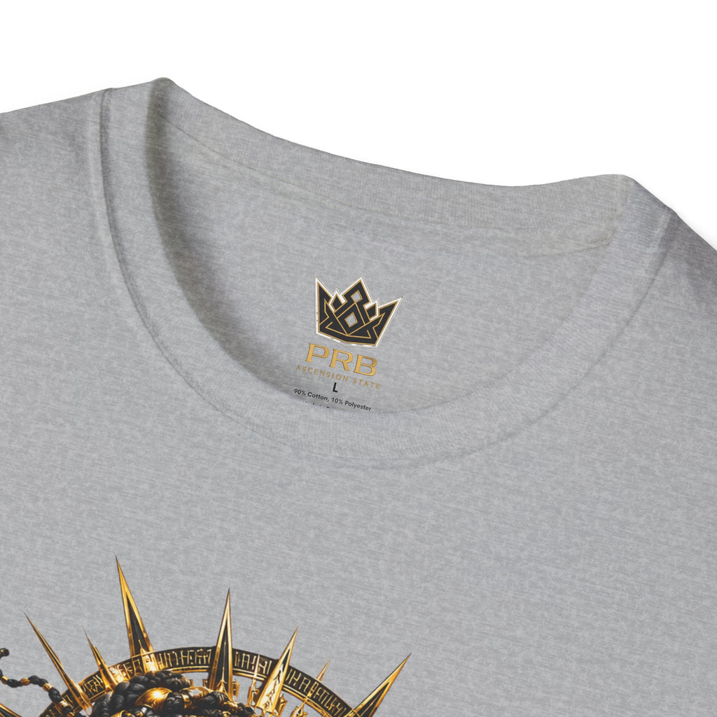 Power Runs Black PRB | Black Woman Portrait, Gold Accents Panther Graphics T by Power Runs Black