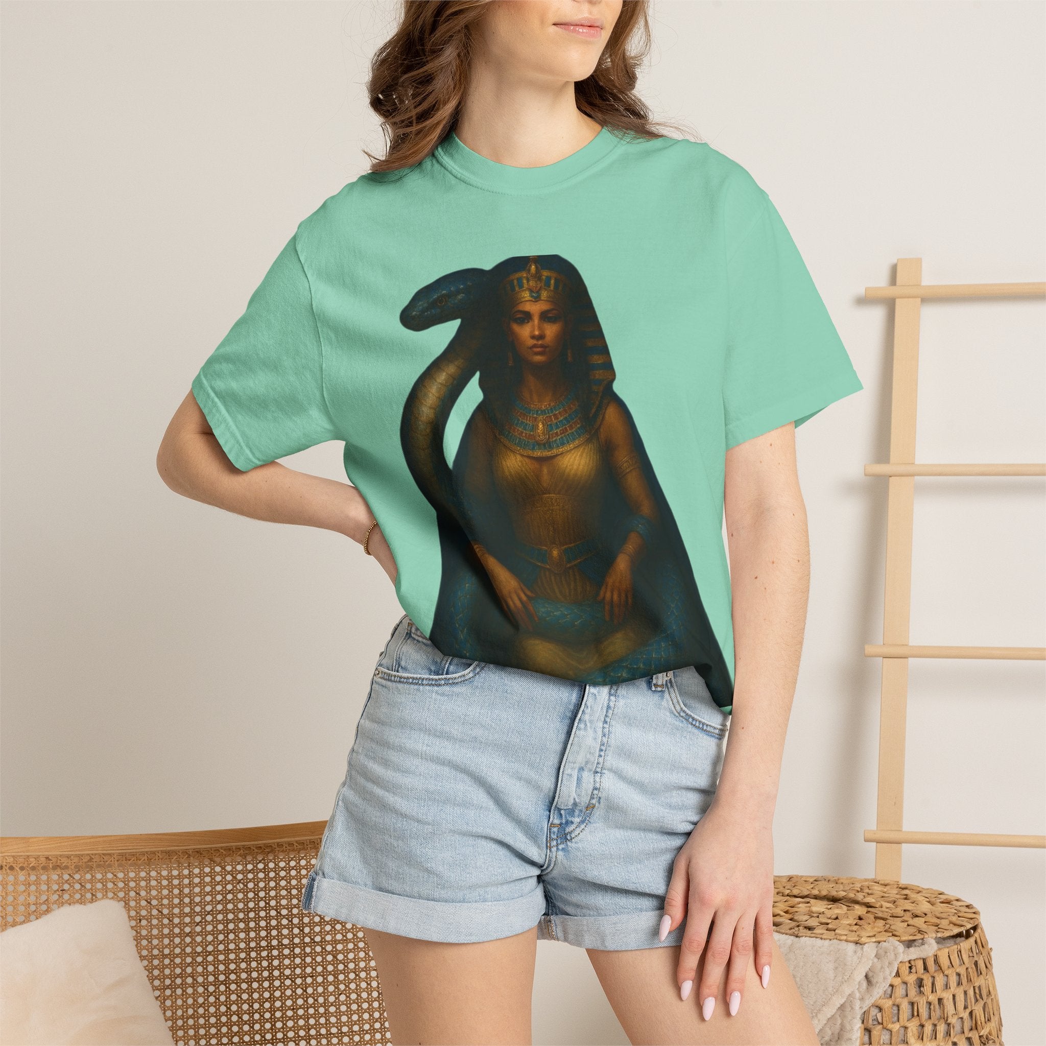 PRB Egyptian Goddess with Snake T-Shirt | Pharaoh Serpent Art Tee by Power Runs Black