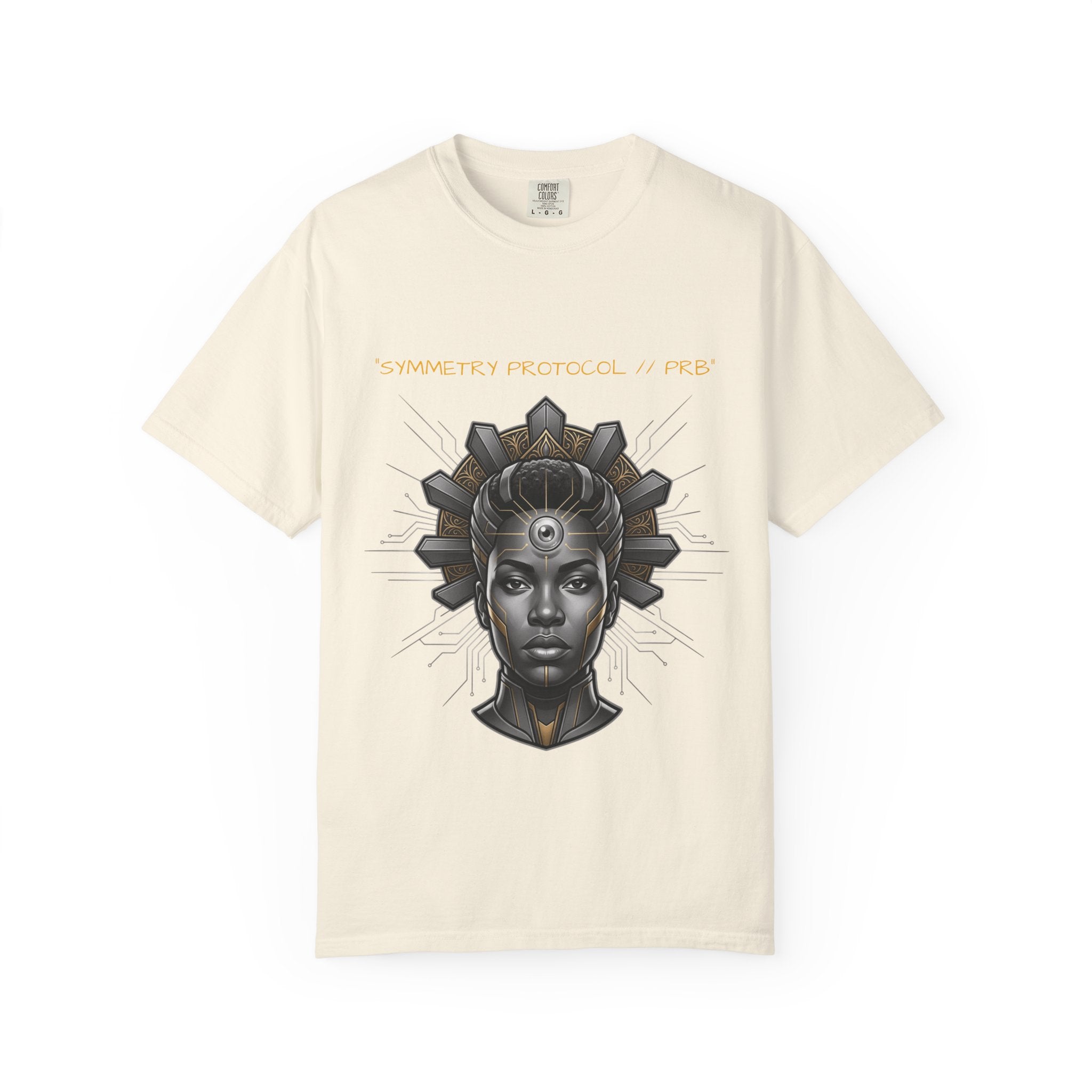 Printify PRB Afrofuturist Crowned Woman T-shirt | Sci‑Fi Portrait Tee - T-Shirt
