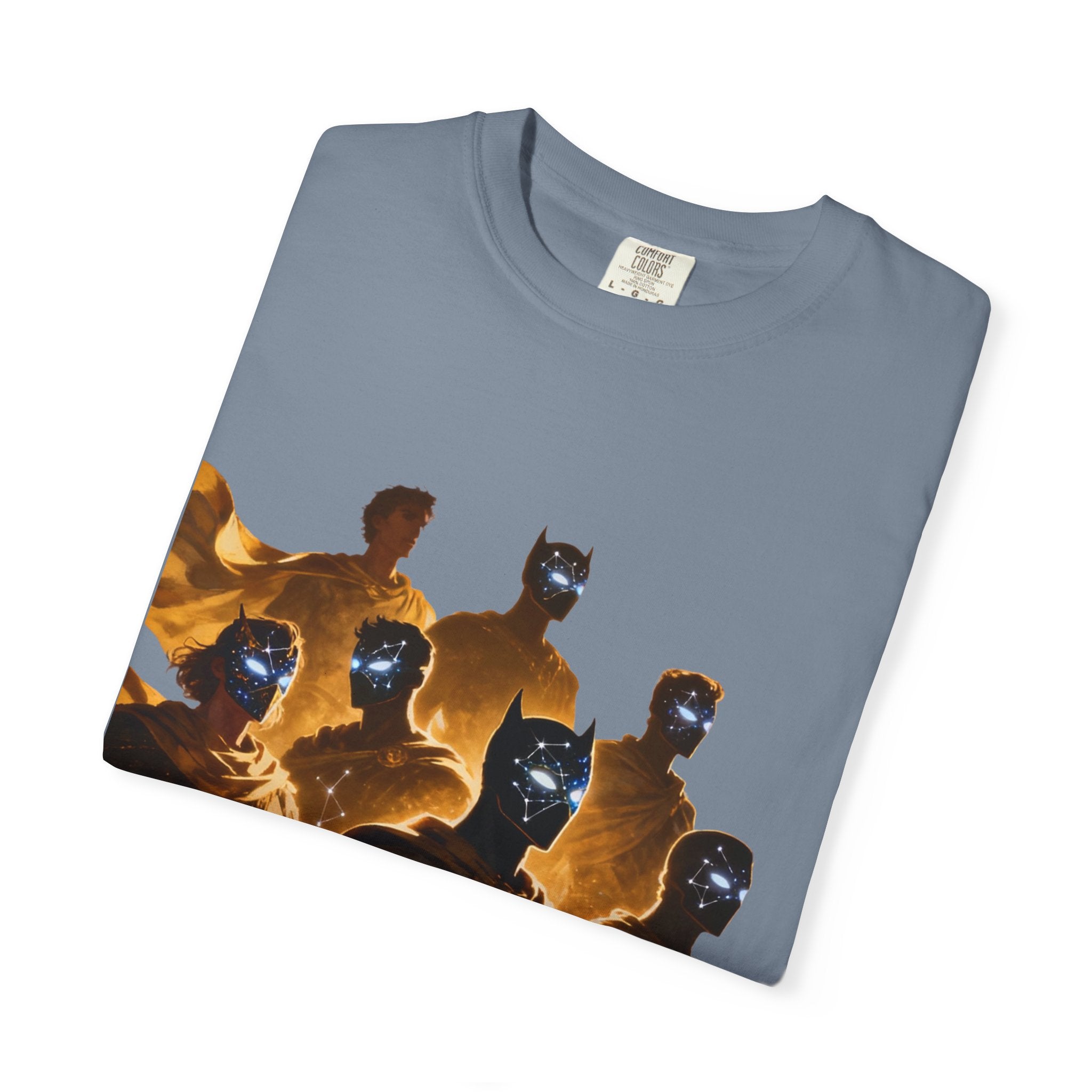 PRB Cosmic Heroes Graphic Tee (Golden Cloaks & Starry Faces) by Printify