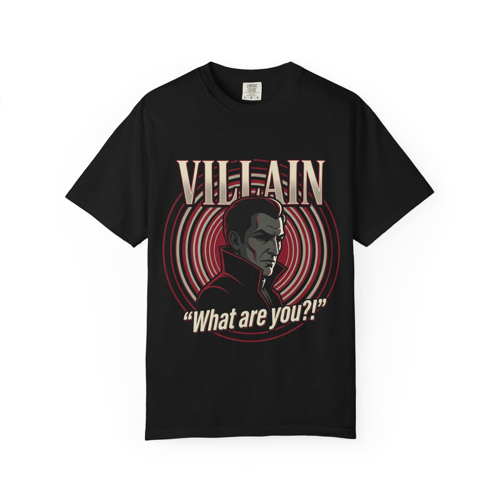 Power Runs Black Villain Portrait T-Shirt — "What Are You?" Graphic Tee by Power Runs Black