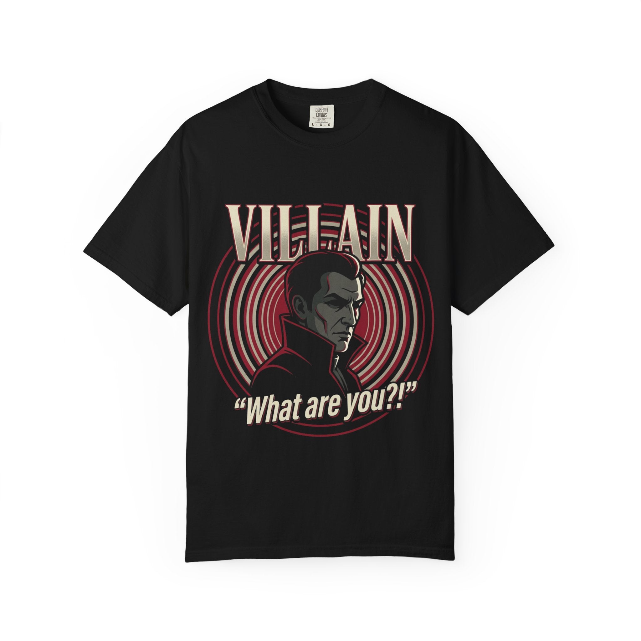 Power Runs Black Villain Portrait T-Shirt — "What Are You?" Graphic Tee by Power Runs Black