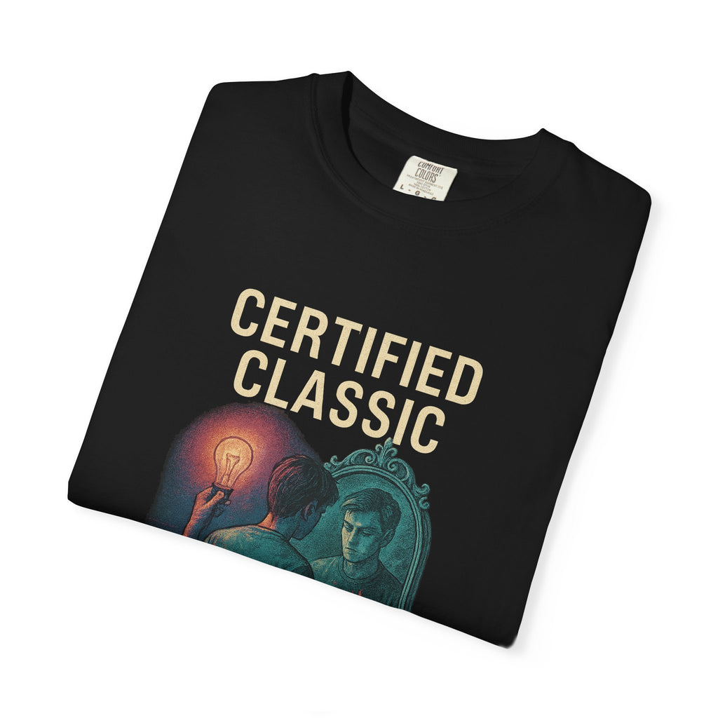 PRB Certified Classic Mirror Illustration T-shirt | Retro Mystic Artwork by Power Runs Black