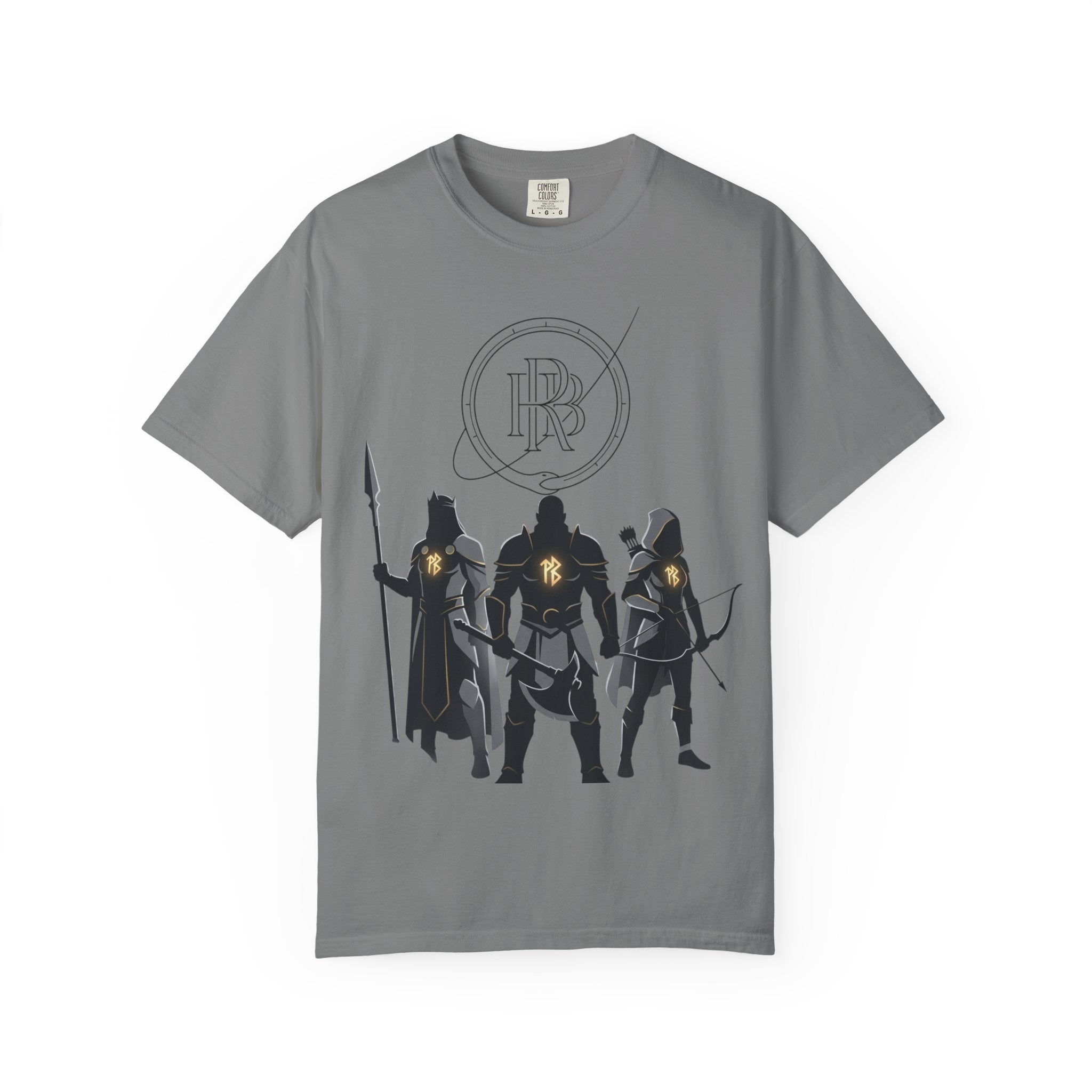 Printify PRB Fantasy Warrior Party T-Shirt — Knight, Archer & Spearfighter Silhouette Tee - T-Shirt