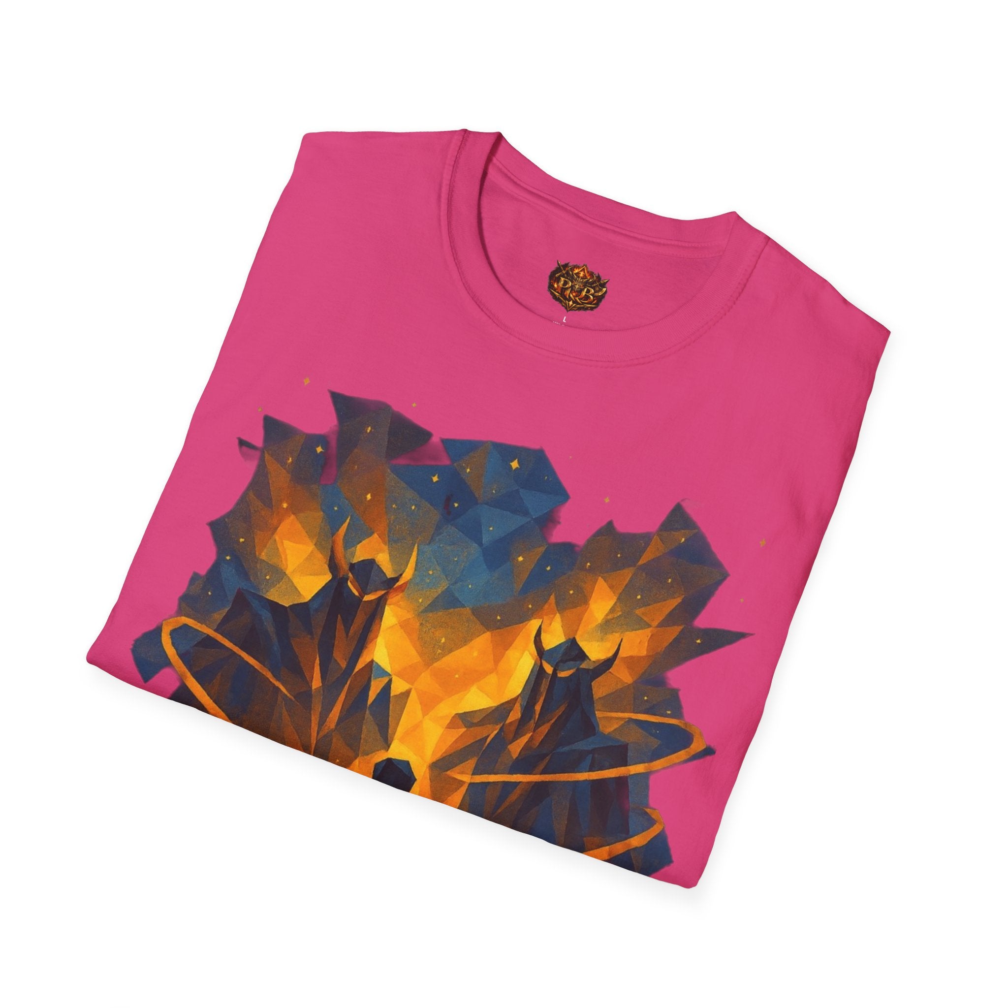 PRB Flame Silhouette Warrior T-Shirt | Fiery Geometric Backdrop by Power Runs Black