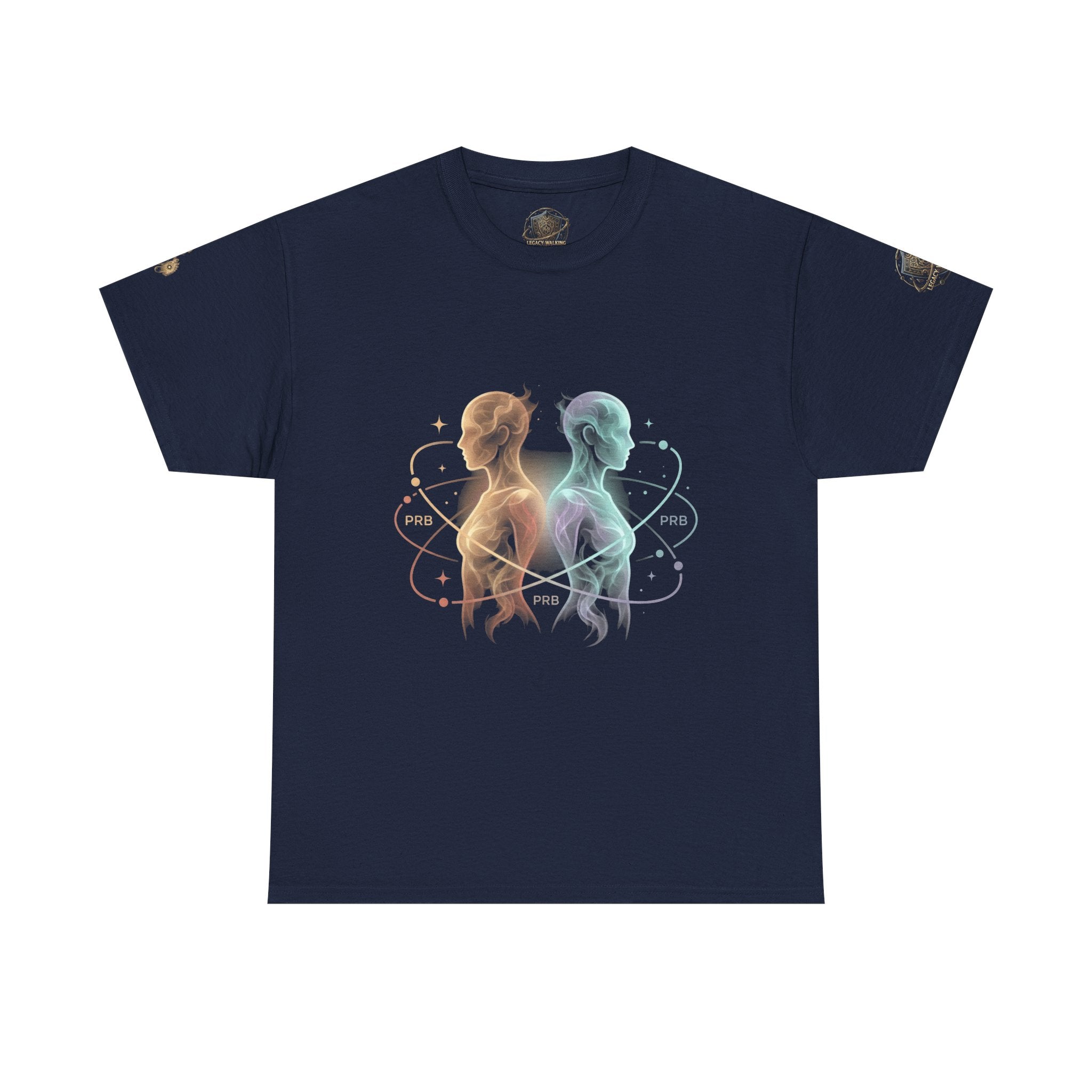Power Runs Black Gemini Spirit Tee — Twin Sun & Moon Celestial Graphic T-Shirt by Printify
