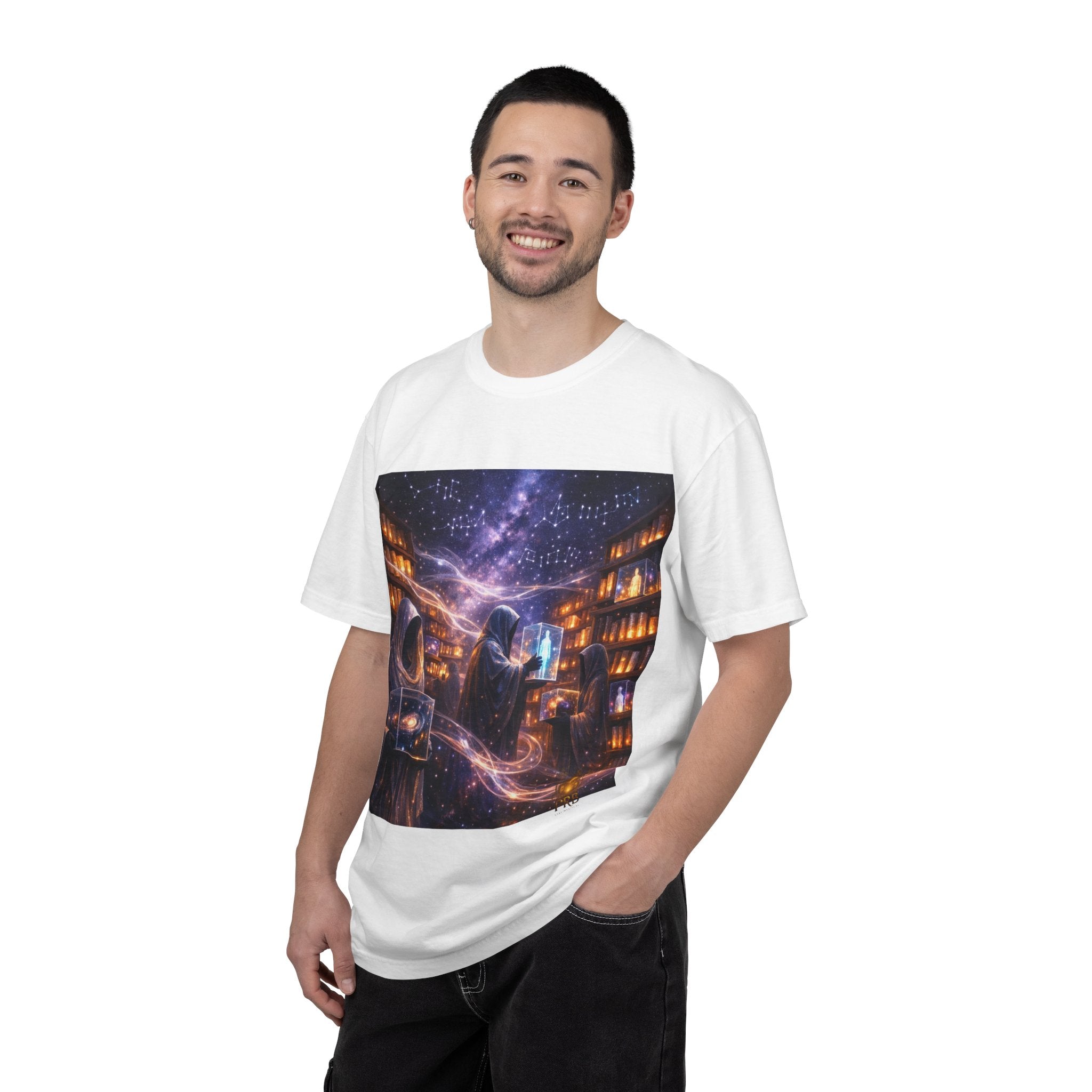 PRB Mystic Library Wizards T-Shirt — Cosmic Sorcerer Art Tee by Power Runs Black