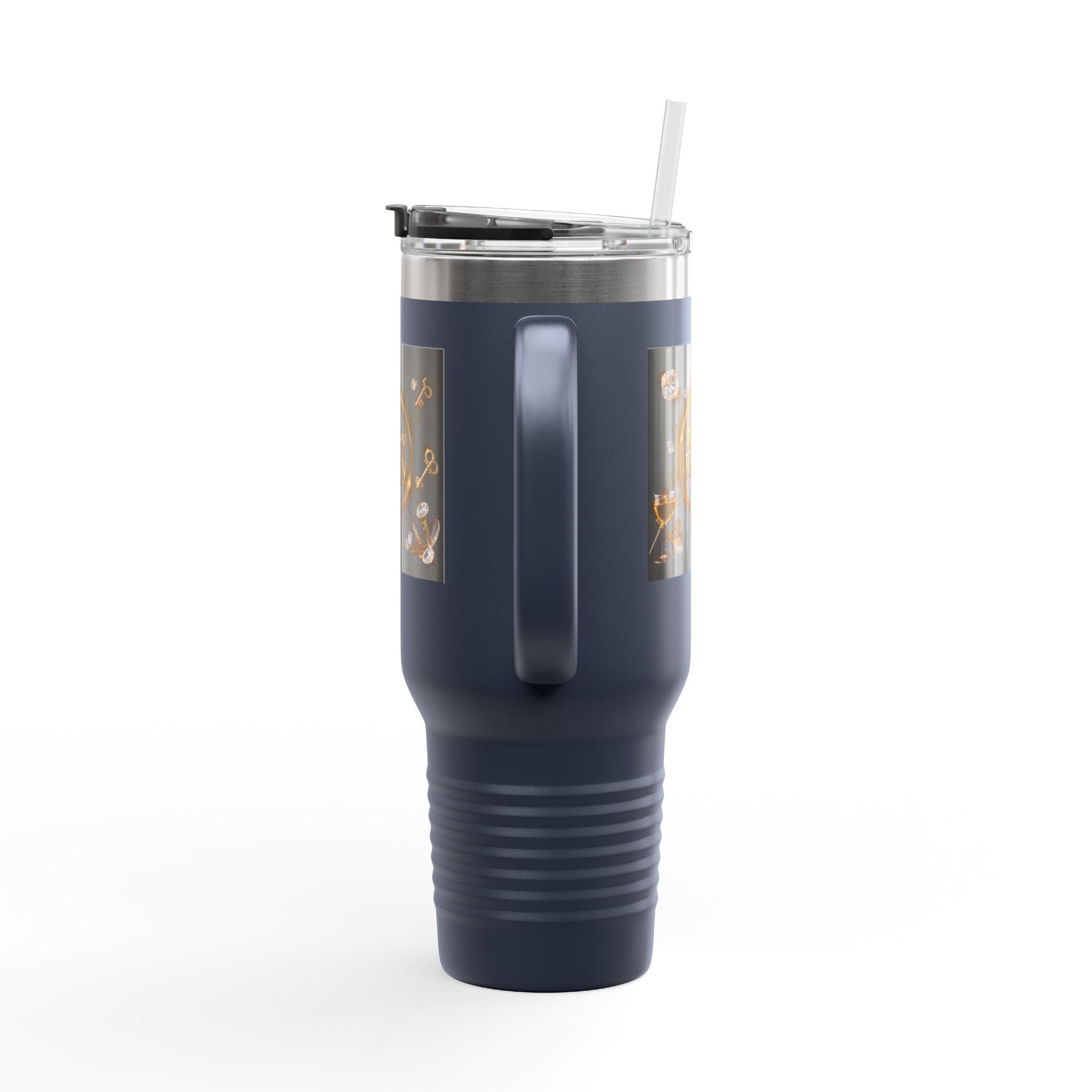 PRB 40oz Insulated Travel Mug — "Money Energy" Motivational Design by Printify