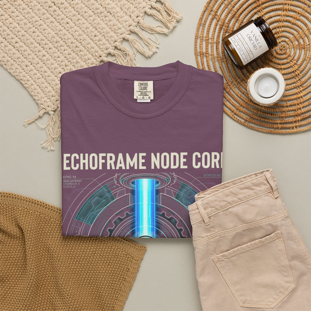 Power Runs Black PRB Echoframe Node Core T-Shirt — Futuristic Tech Graphic Tee by Power Runs Black