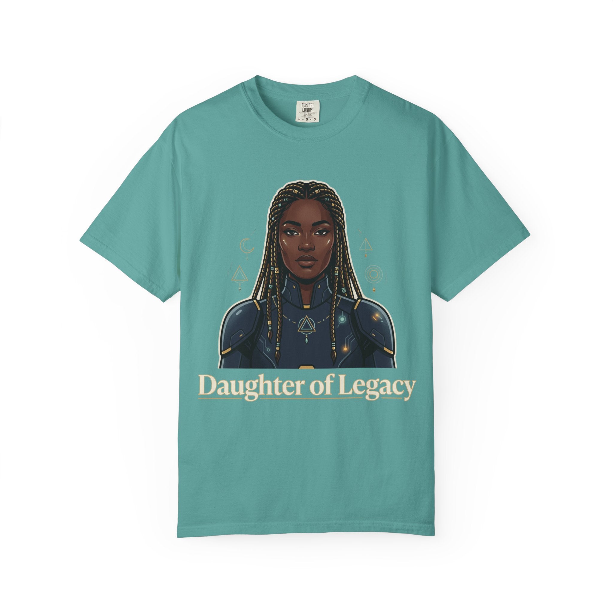 Power Runs Black Daughter of Legacy Graphic T-Shirt | Black Girl Magic Portrait Tee by Printify