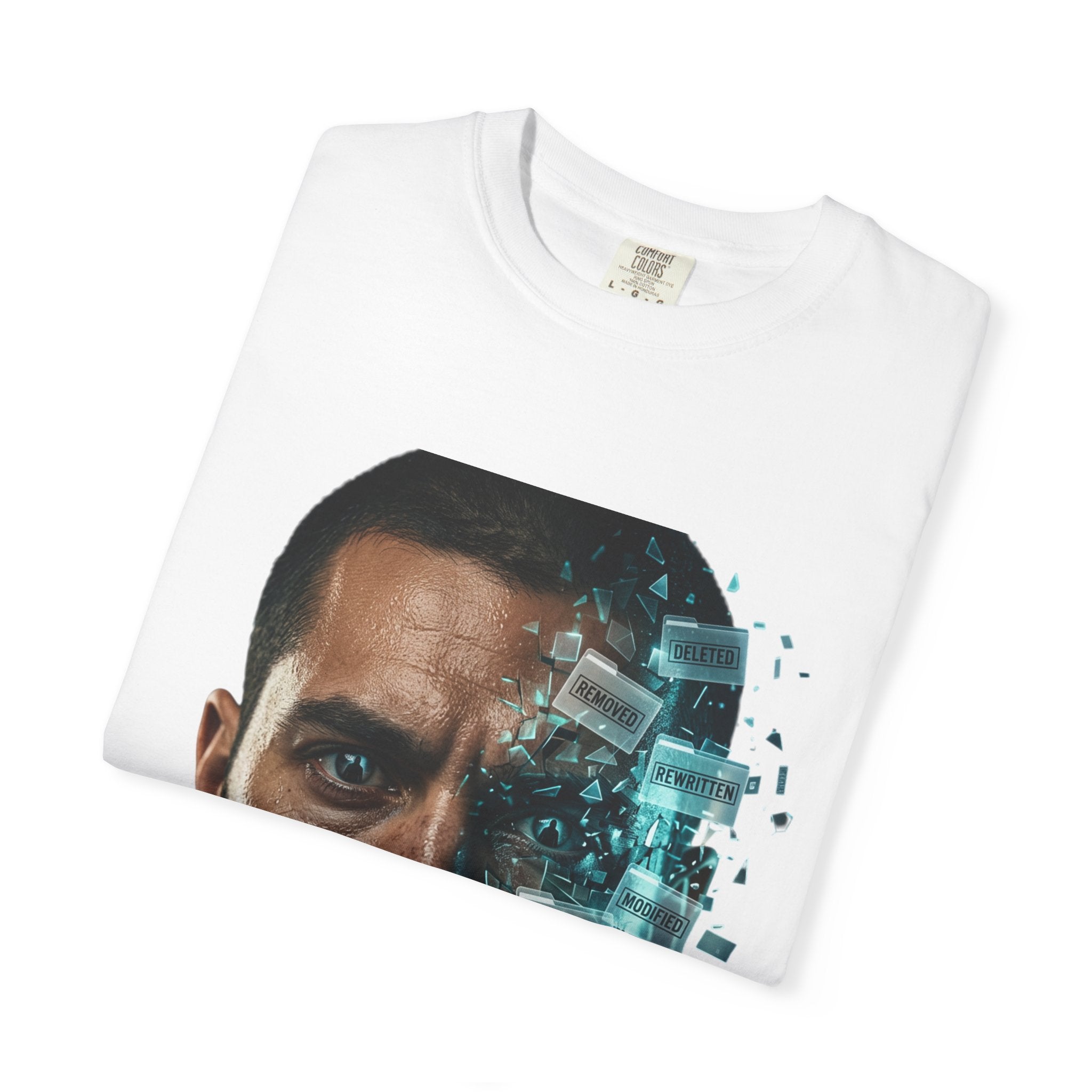 Syndication Loop Cyberpunk Portrait Tee — Tech-Noir Graphic T-Shirt | Power Runs Black by Printify