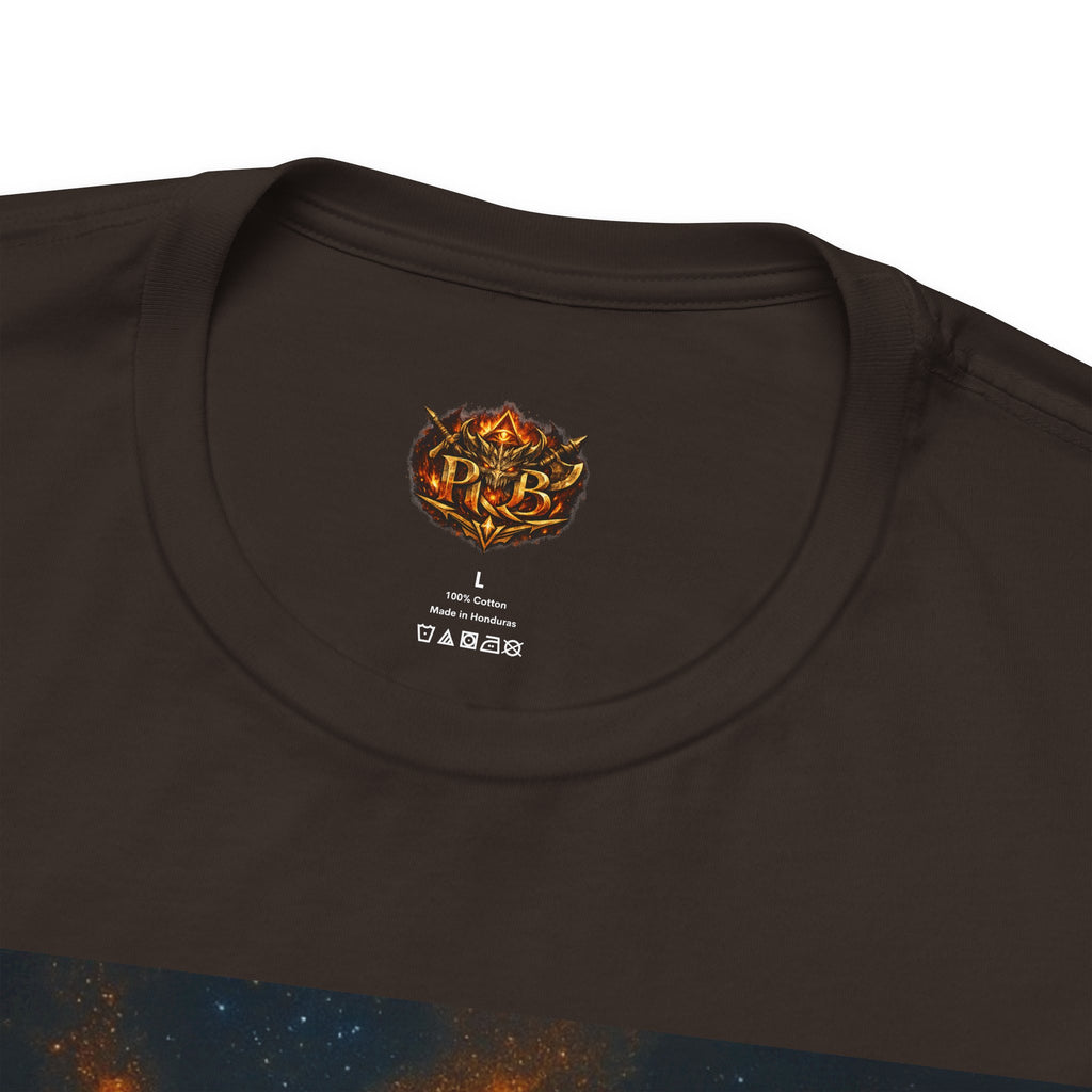 Power Runs Black PRB The Starbound Seven Tee – Retro Cosmic Superhero Poster Shirt by Power Runs Black