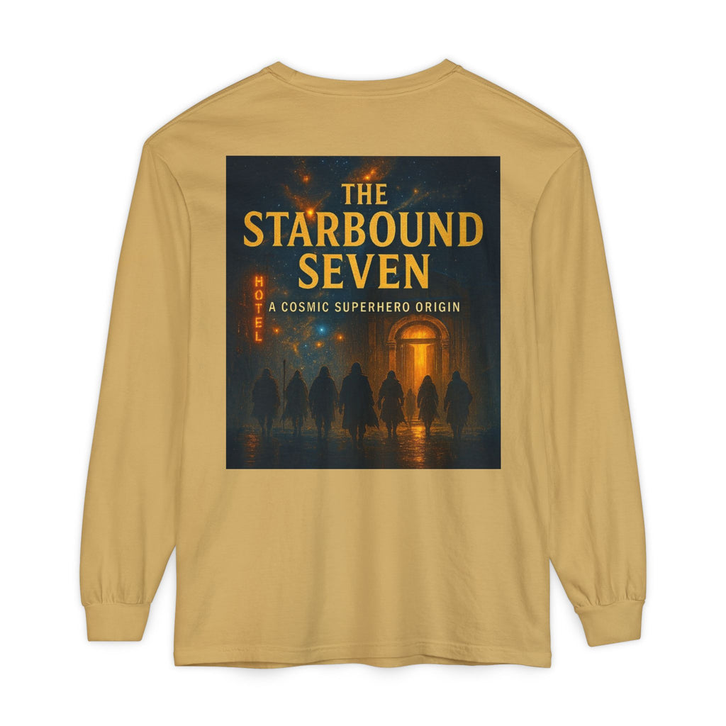 PRB The Starbound Seven graphic long sleeve shirt | cosmic superhero poster by Power Runs Black