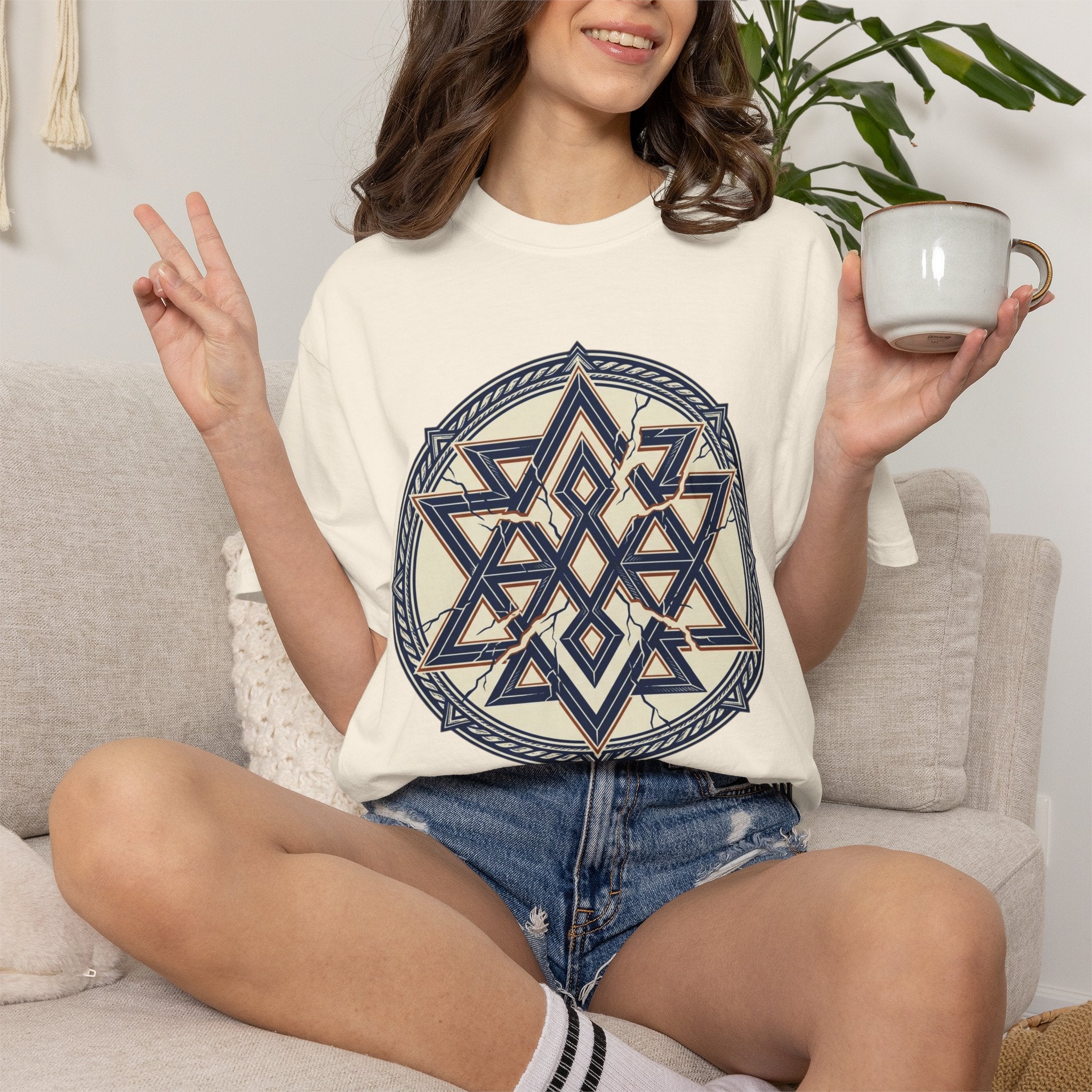 Power Runs Black PRB Geometric Star Mandala T-Shirt — "Control Fractures the Flow" Graphic Tee by Power Runs Black