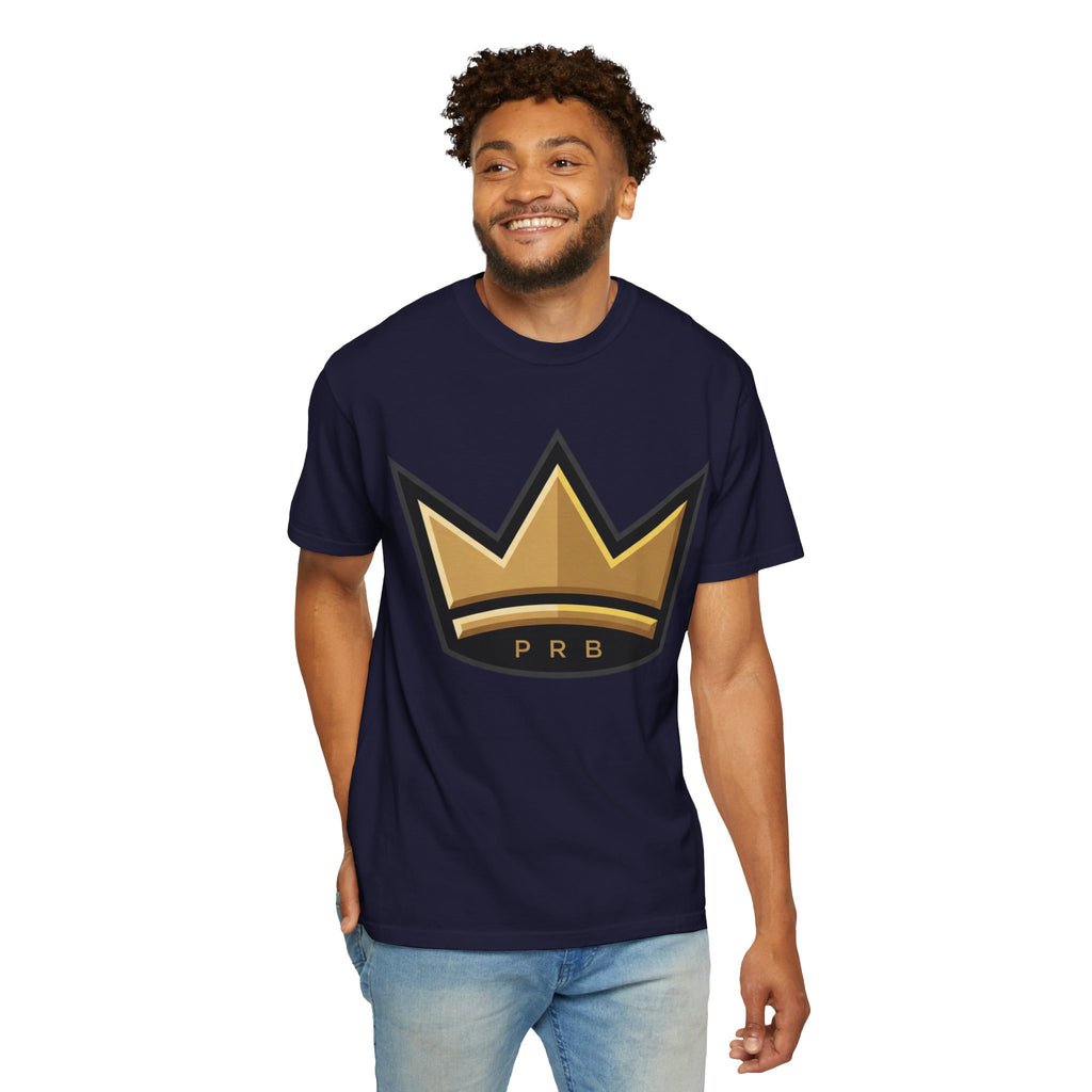 PRB Crown & Cosmos Graphic T-Shirt | Gold Royal Crest & Celestial Back by Printify